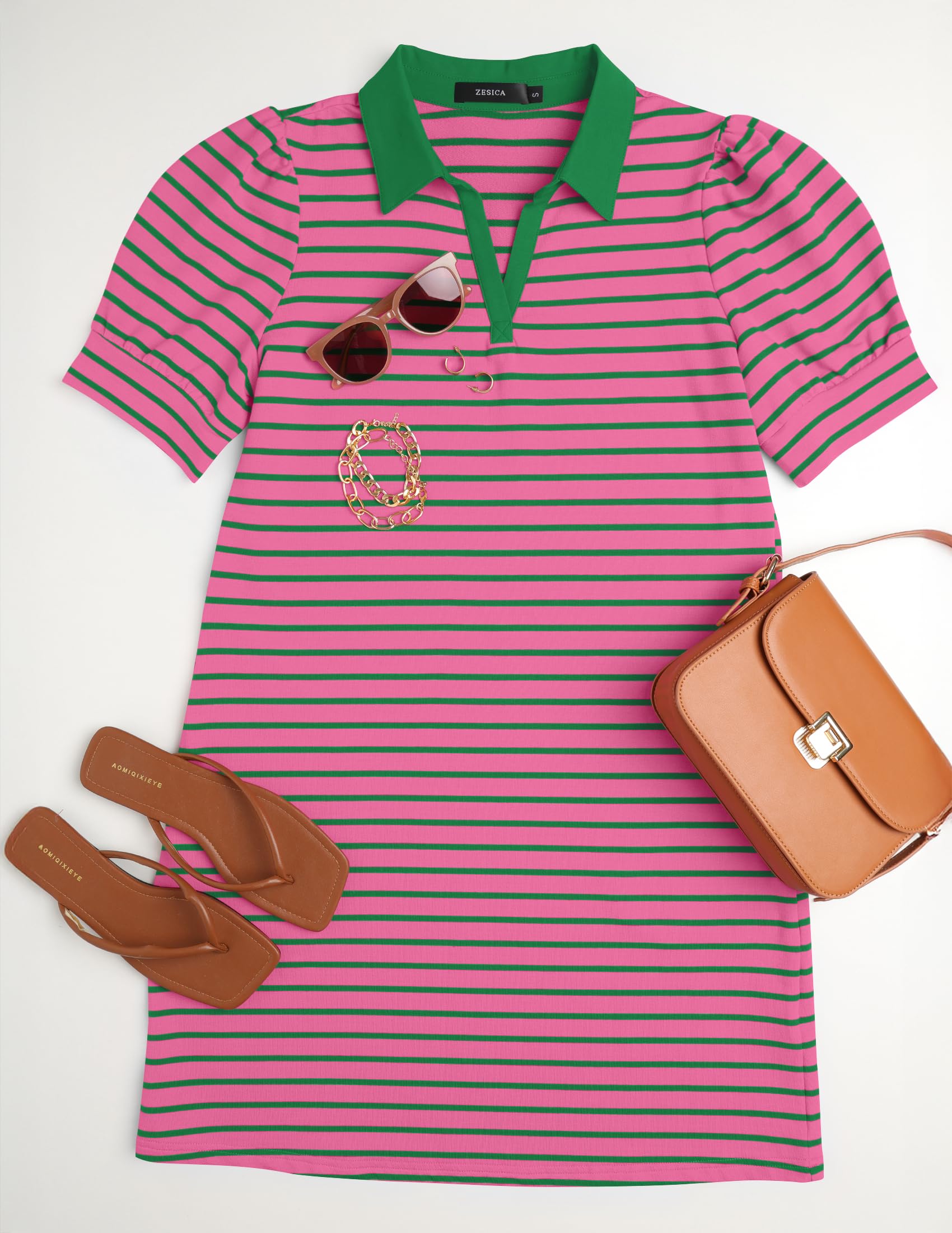 Foto 7 pulgar | Vestido Zesica Minivestido Casual De Verano A Rayas 2025 Para Mujer - Venta Internacional.