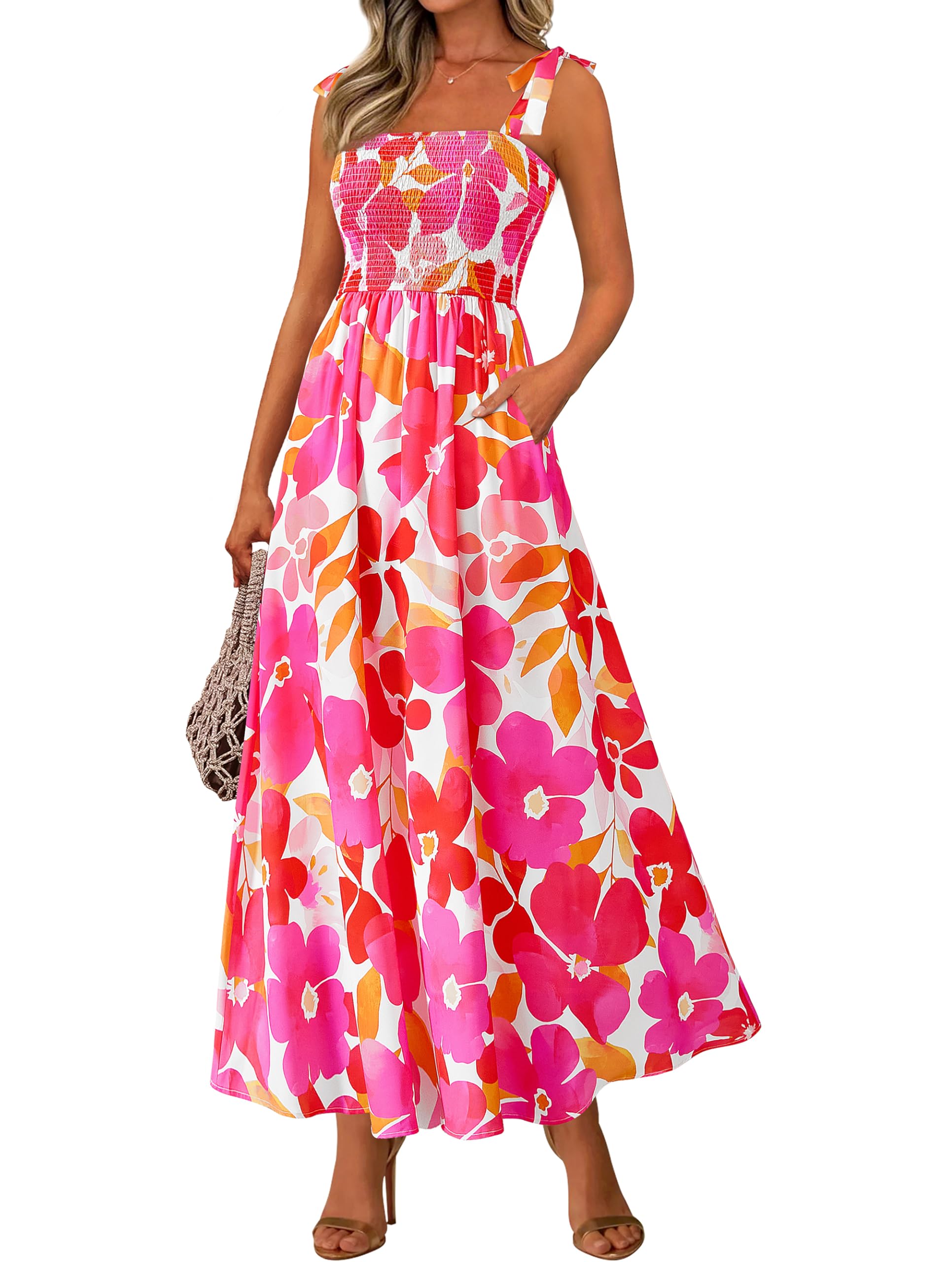 Foto 2 pulgar | Vestido De Verano Prettygarden Maxi Floral Sin Mangas Para Mujer - Venta Internacional.