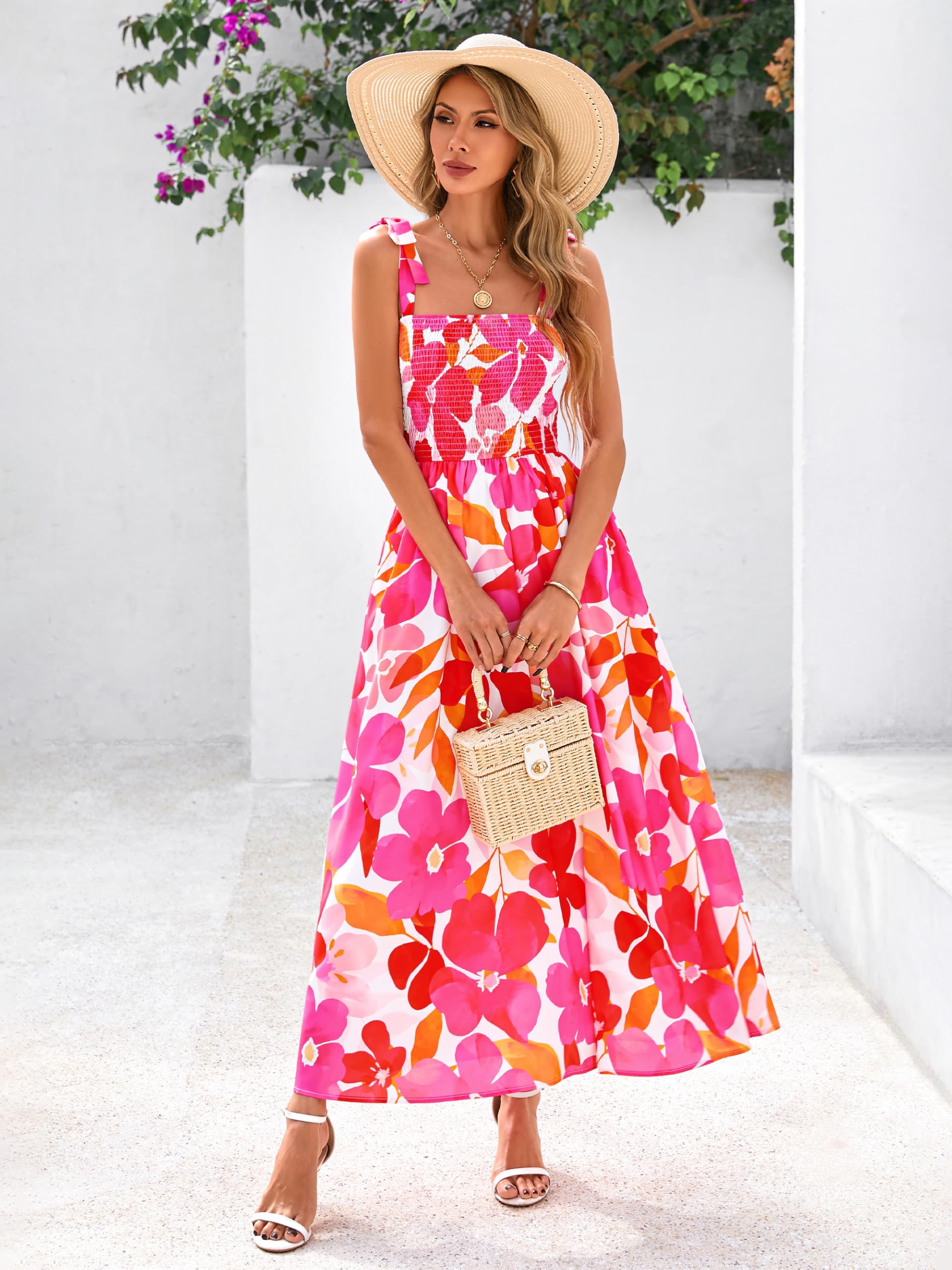 Foto 4 pulgar | Vestido De Verano Prettygarden Maxi Floral Sin Mangas Para Mujer - Venta Internacional.