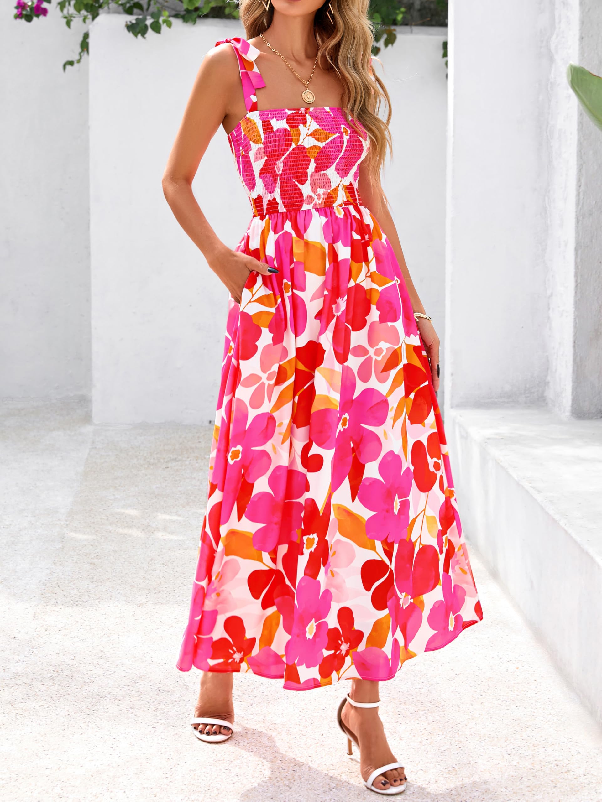 Foto 5 pulgar | Vestido De Verano Prettygarden Maxi Floral Sin Mangas Para Mujer - Venta Internacional.