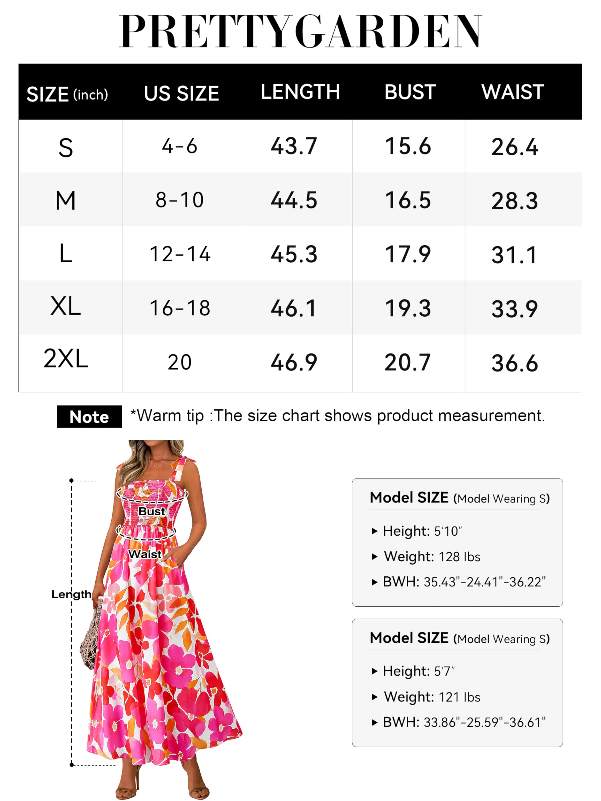 Foto 7 pulgar | Vestido De Verano Prettygarden Maxi Floral Sin Mangas Para Mujer - Venta Internacional.