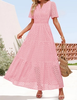 Foto 6 | Vestido Largo Zesica 2025 De Verano Con Manga Corta Y Cuello En V Para Mujer - Venta Internacional.