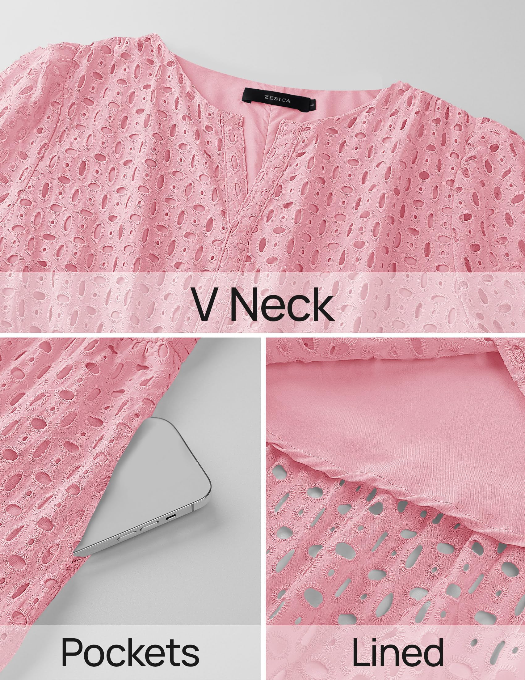 Foto 8 pulgar | Vestido Largo Zesica 2025 De Verano Con Manga Corta Y Cuello En V Para Mujer - Venta Internacional.