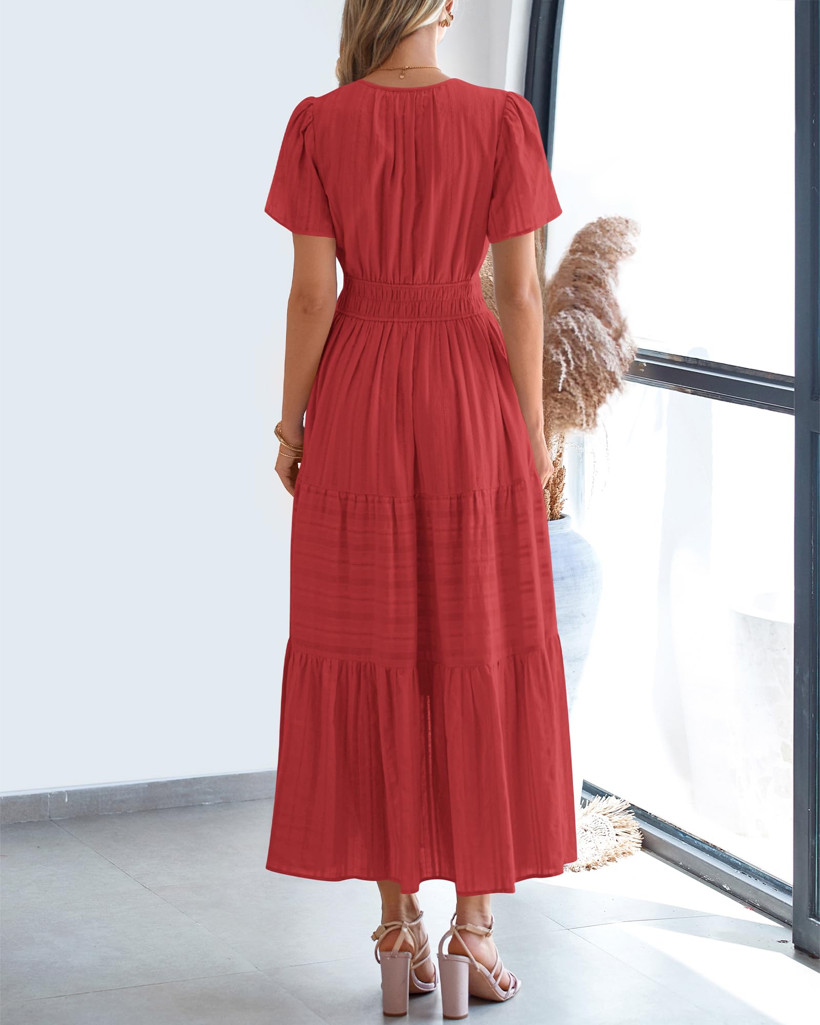 Foto 4 pulgar | Vestido Casual Btfbm Para Mujer, Verano 2025, Cuello En V Y Cintura Elástica - Venta Internacional.