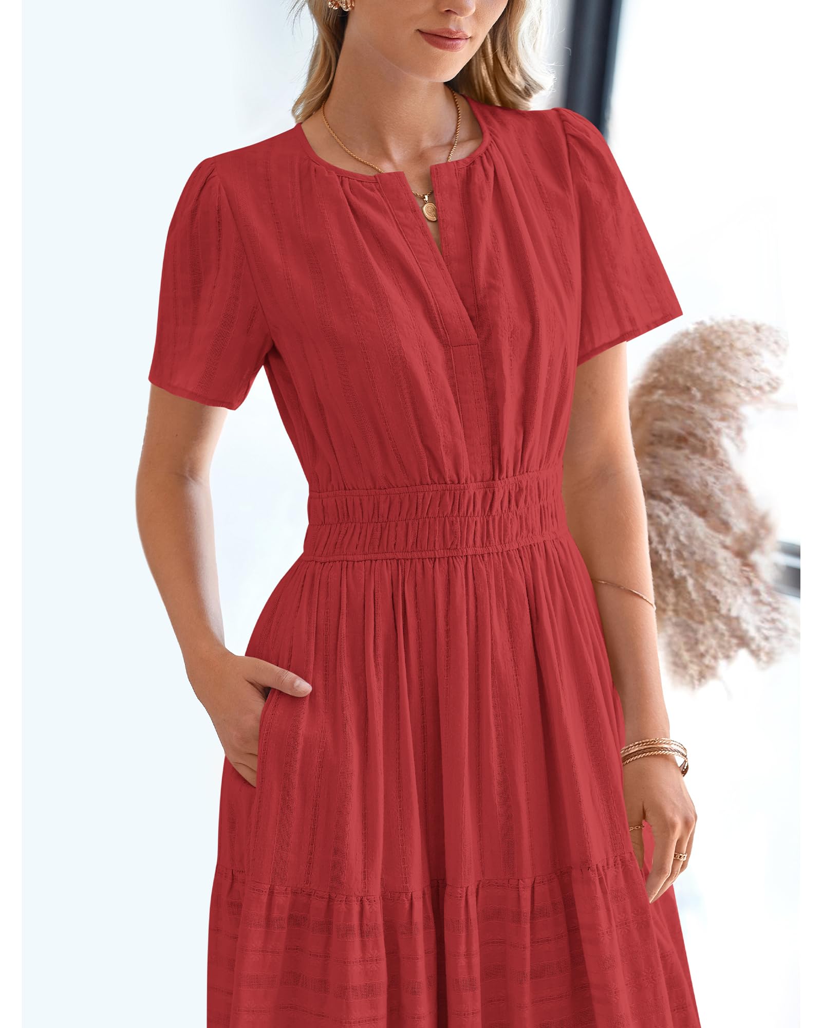 Foto 8 pulgar | Vestido Casual Btfbm Para Mujer, Verano 2025, Cuello En V Y Cintura Elástica - Venta Internacional.