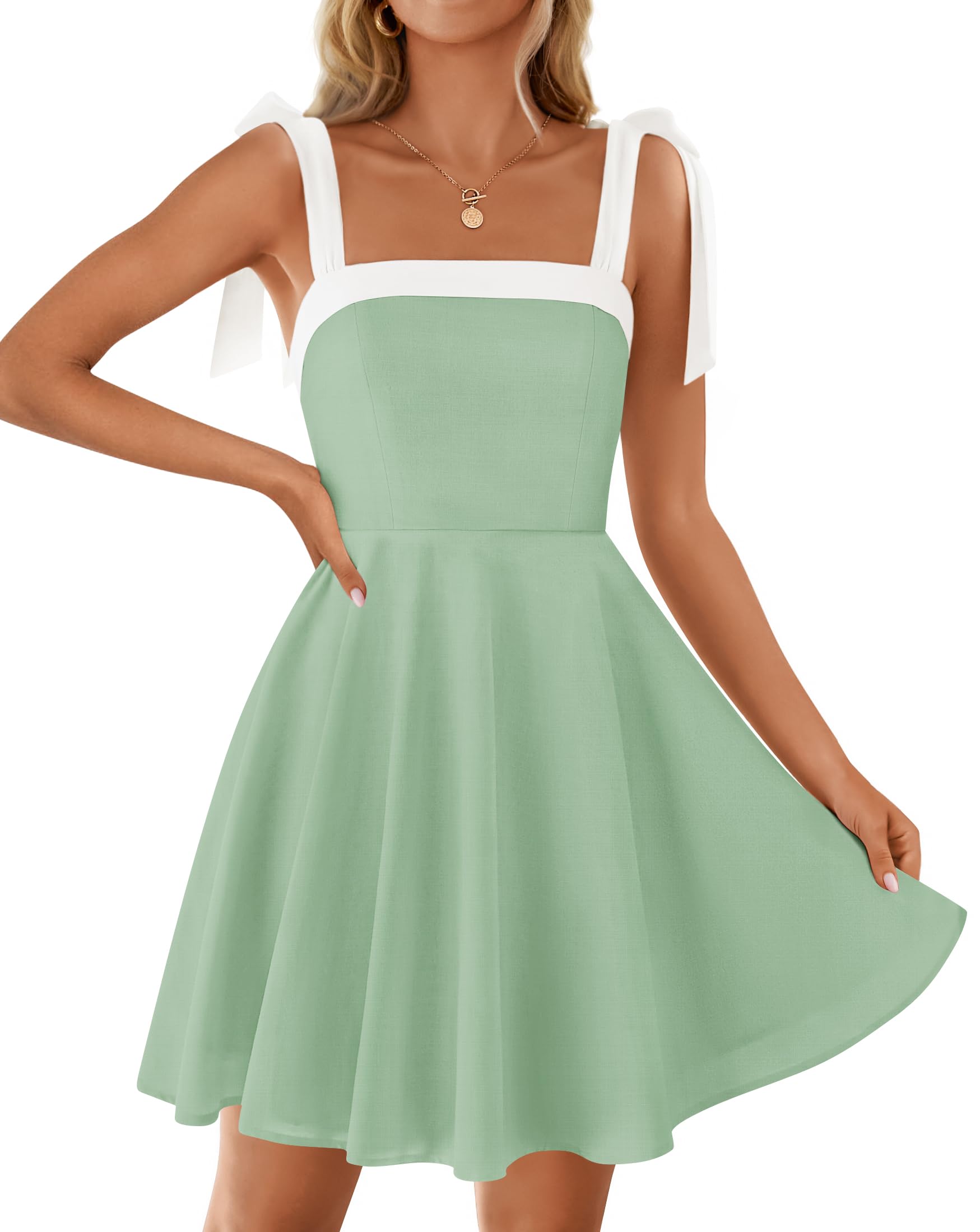 Foto 1 | Vestido Zesica Mini Con Cuello Cuadrado, Estilo Bohemio, Verano 2025, Para Mujer - Venta Internacional.