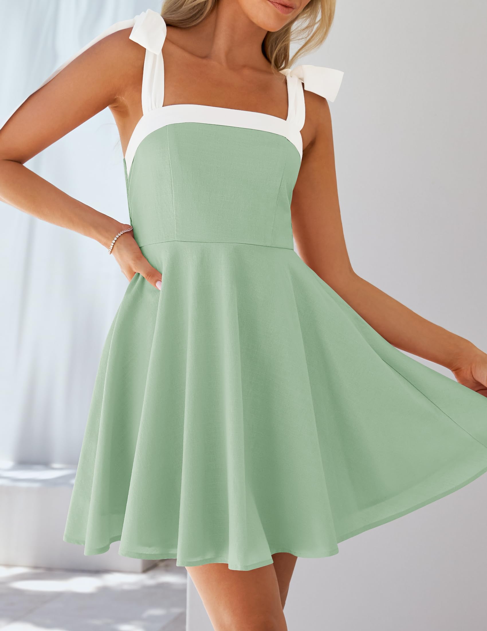 Foto 3 pulgar | Vestido Zesica Mini Con Cuello Cuadrado, Estilo Bohemio, Verano 2025, Para Mujer - Venta Internacional.