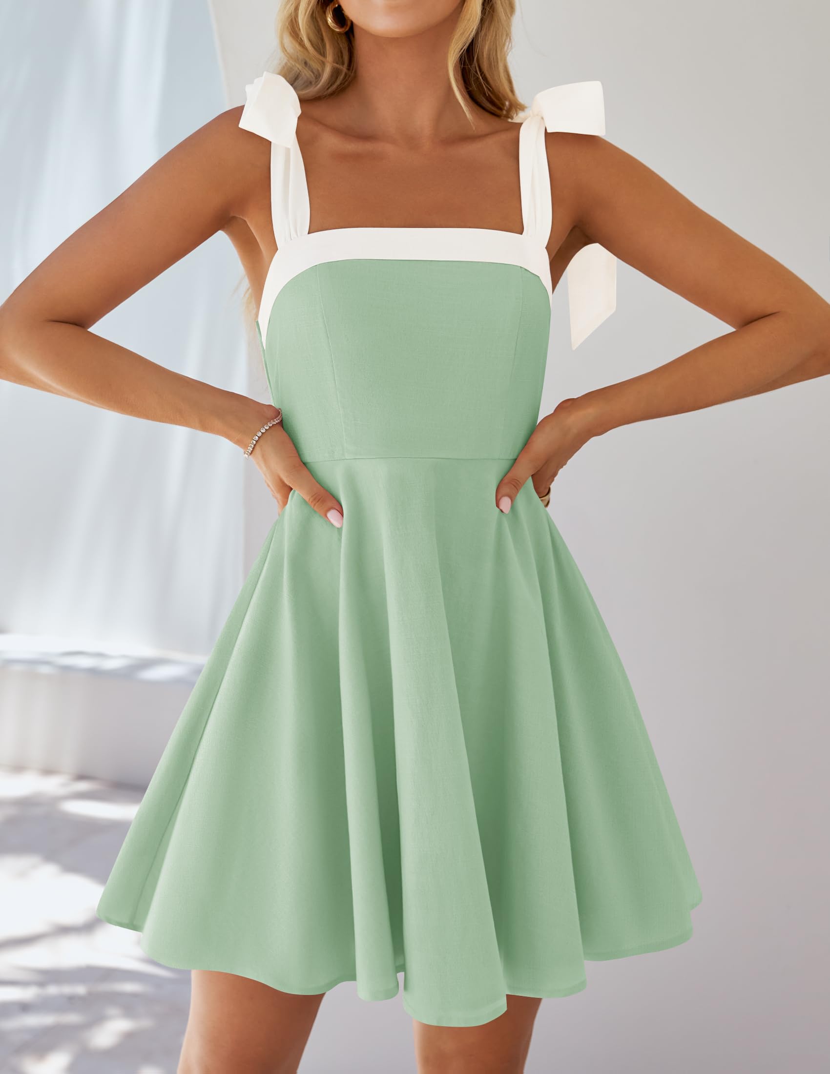 Foto 7 pulgar | Vestido Zesica Mini Con Cuello Cuadrado, Estilo Bohemio, Verano 2025, Para Mujer - Venta Internacional.