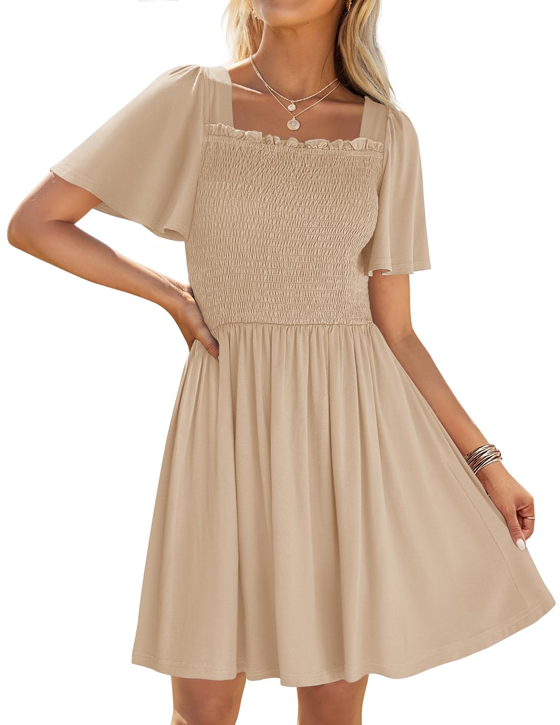Foto 2 pulgar | Vestido Zesica 2025, Casual, De Verano, Con Mangas Onduladas Para Mujer - Venta Internacional.