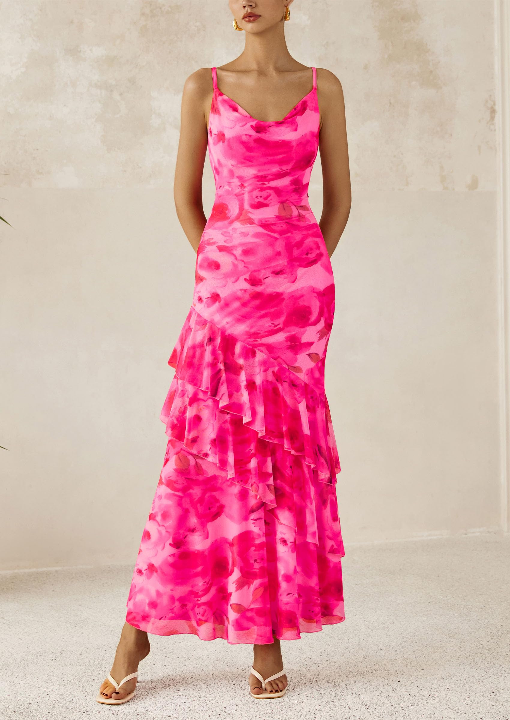Foto 4 pulgar | Vestido Largo Prettygarden 2025 Con Estampado Floral De Verano Para Mujer - Venta Internacional.