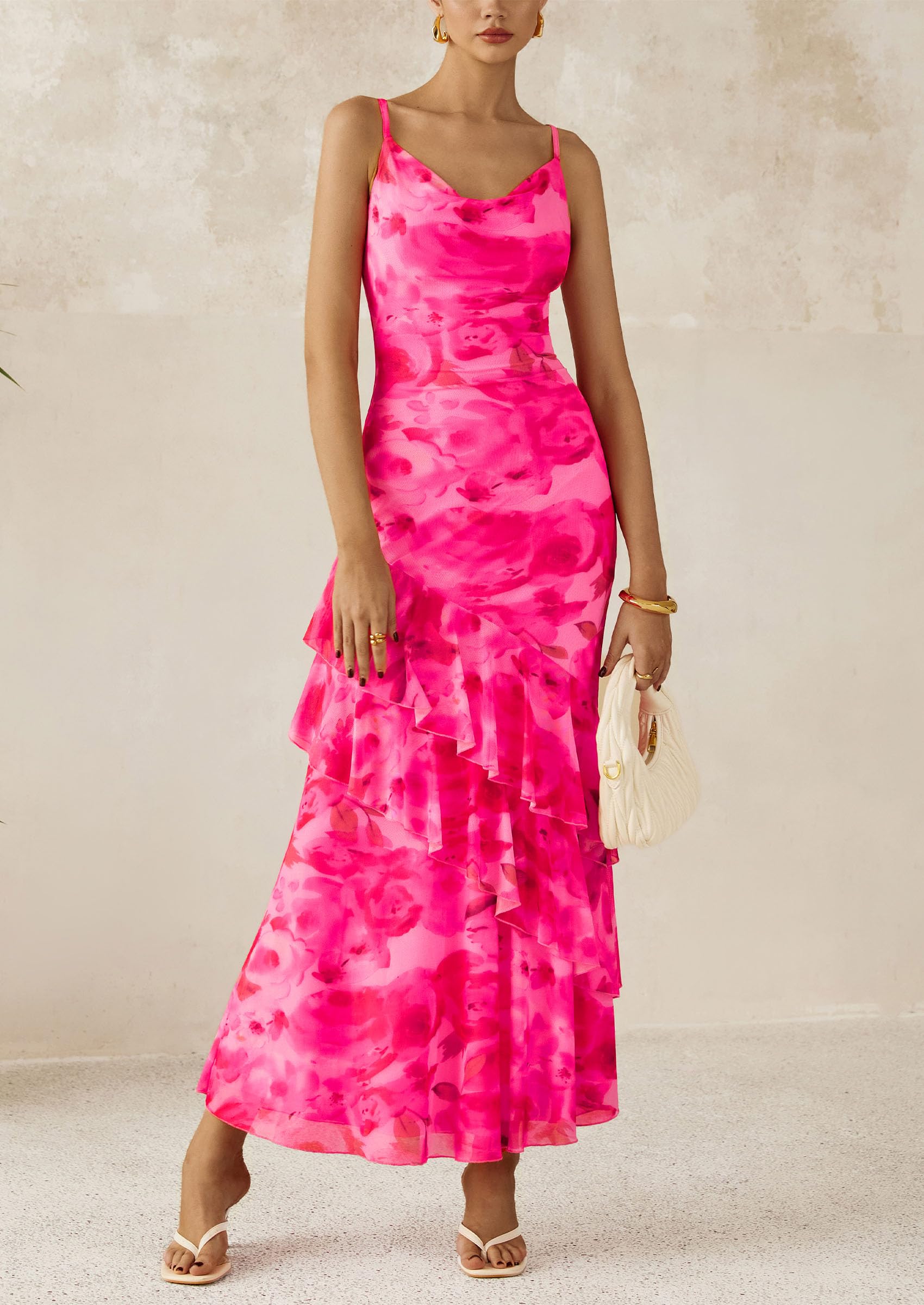 Foto 5 pulgar | Vestido Largo Prettygarden 2025 Con Estampado Floral De Verano Para Mujer - Venta Internacional.