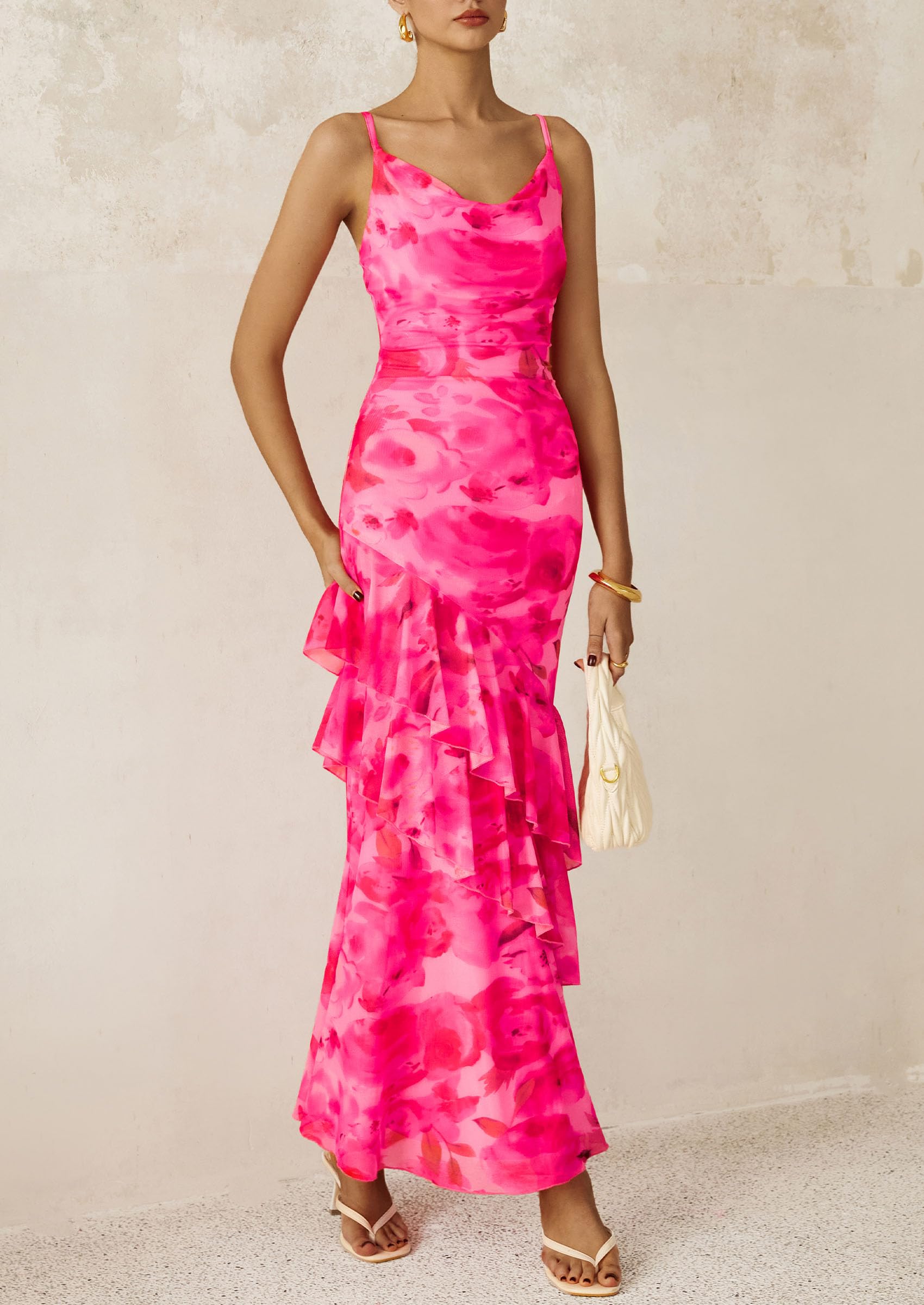 Foto 6 pulgar | Vestido Largo Prettygarden 2025 Con Estampado Floral De Verano Para Mujer - Venta Internacional.