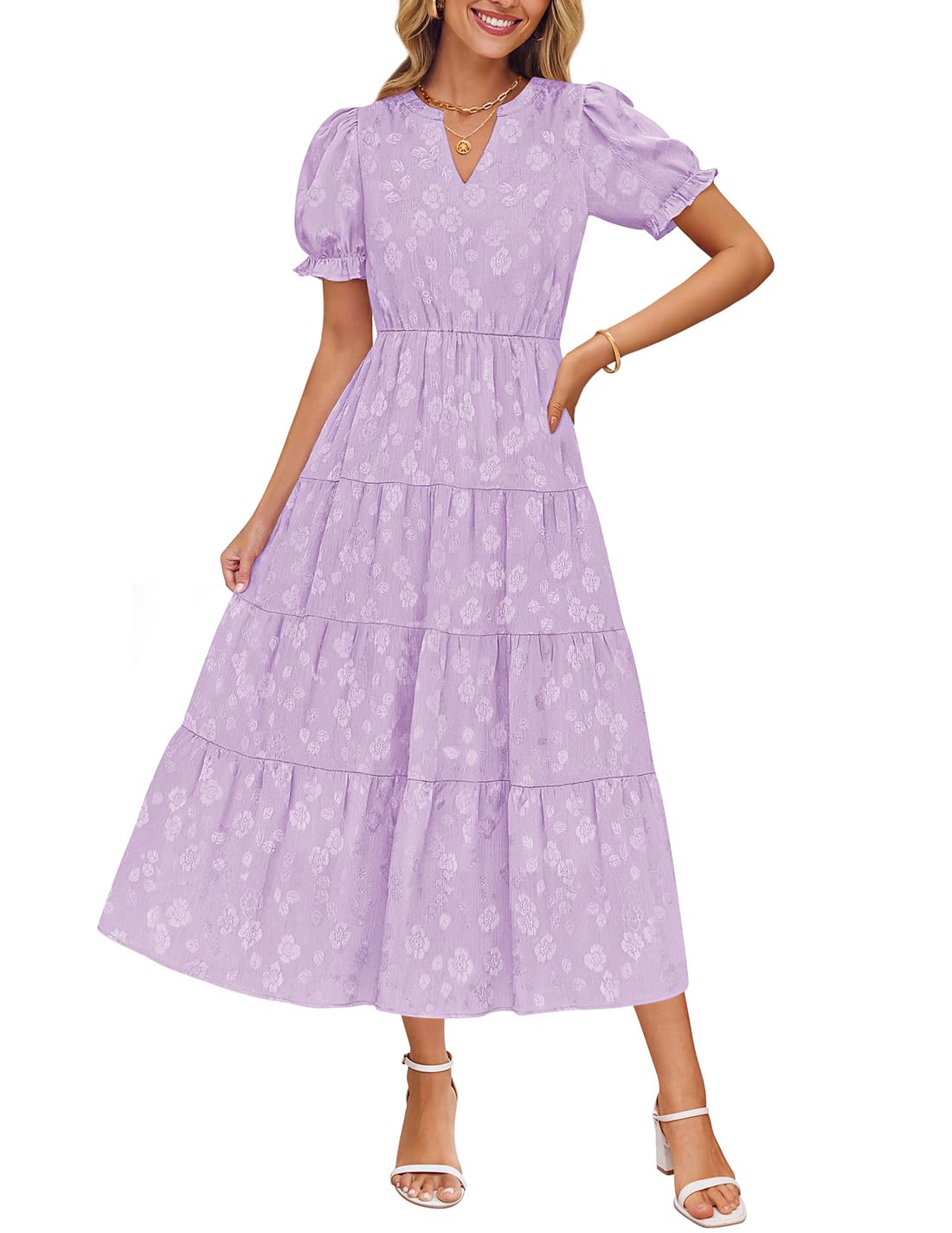 Vestido Zesica Para Mujer, Verano 2025, Manga Corta, Manga Corta, Color Morado - Venta Internacional.