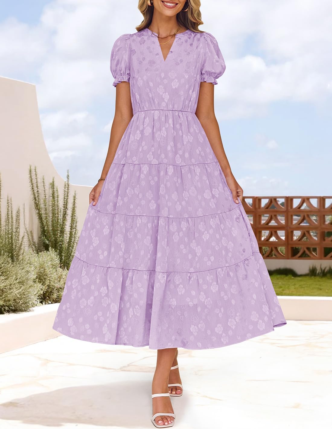 Foto 4 pulgar | Vestido Zesica Para Mujer, Verano 2025, Manga Corta, Manga Corta, Color Morado - Venta Internacional.