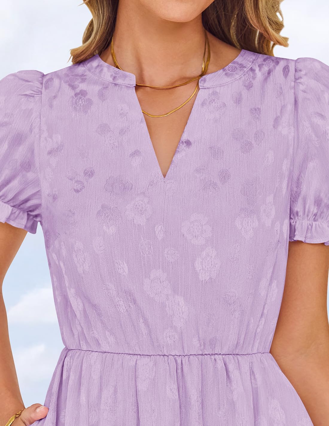 Foto 7 pulgar | Vestido Zesica Para Mujer, Verano 2025, Manga Corta, Manga Corta, Color Morado - Venta Internacional.