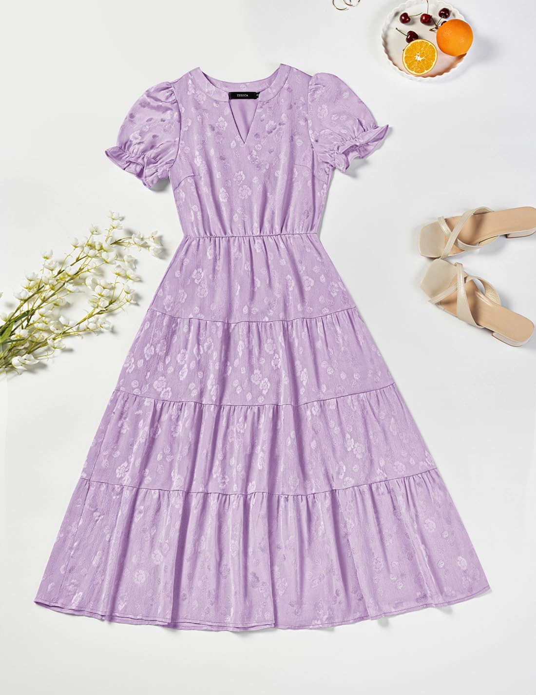Foto 8 pulgar | Vestido Zesica Para Mujer, Verano 2025, Manga Corta, Manga Corta, Color Morado - Venta Internacional.