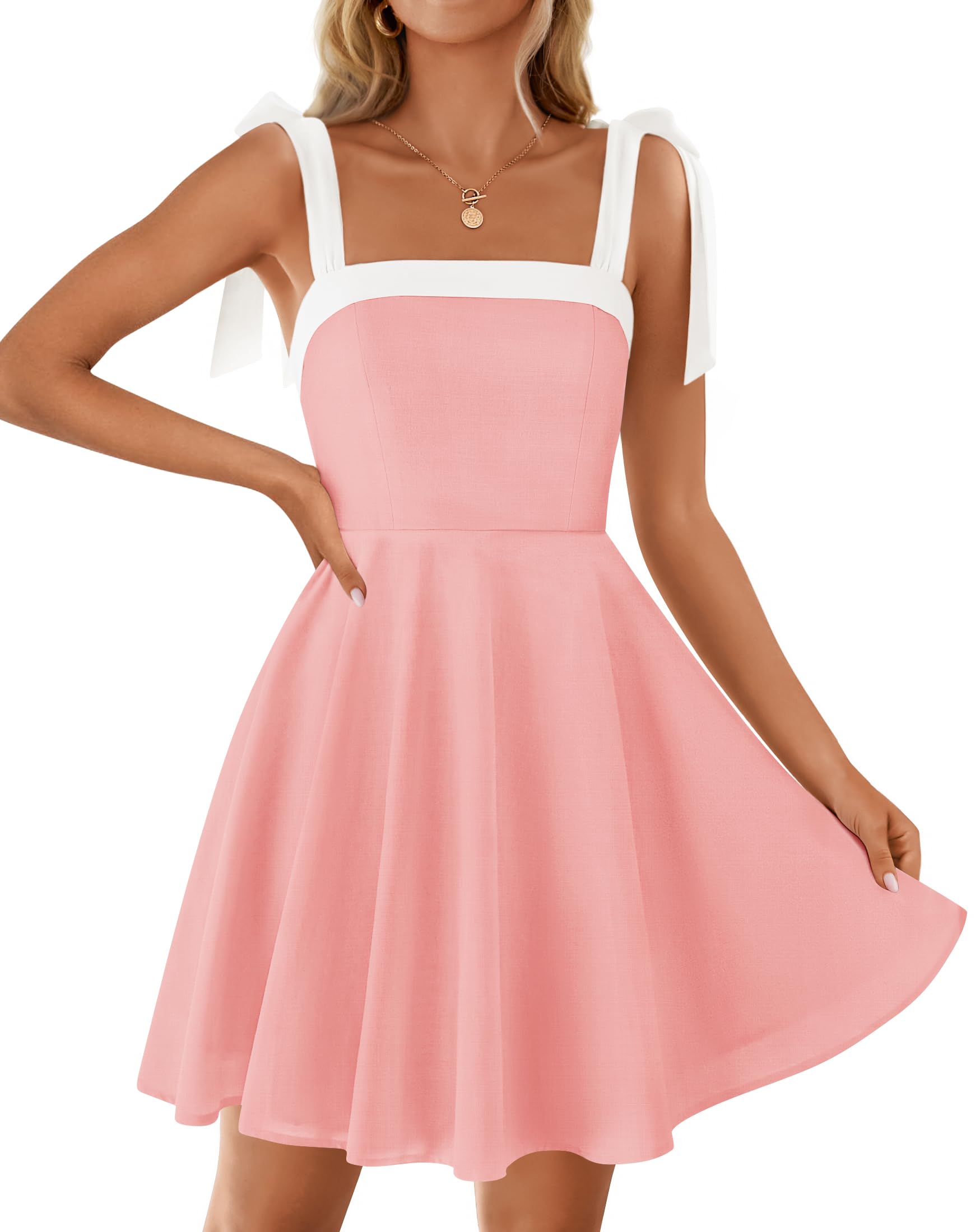 Foto 2 pulgar | Vestido Zesica 2025, Estilo Bohemio, Cuello Cuadrado, Color Rosa, Talla L - Venta Internacional.