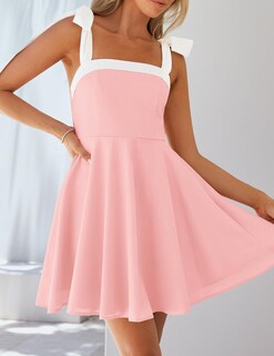 Foto 2 | Vestido Zesica 2025, Estilo Bohemio, Cuello Cuadrado, Color Rosa, Talla L - Venta Internacional.