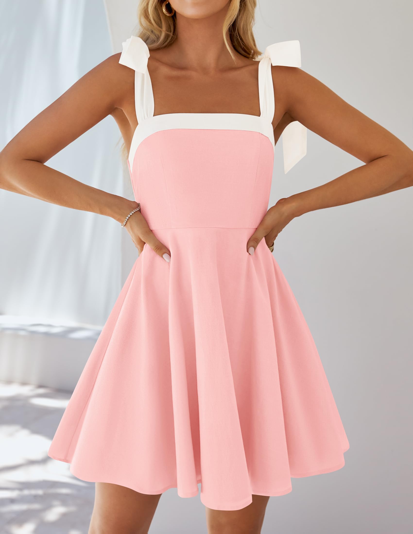 Foto 6 | Vestido Zesica 2025, Estilo Bohemio, Cuello Cuadrado, Color Rosa, Talla L - Venta Internacional.