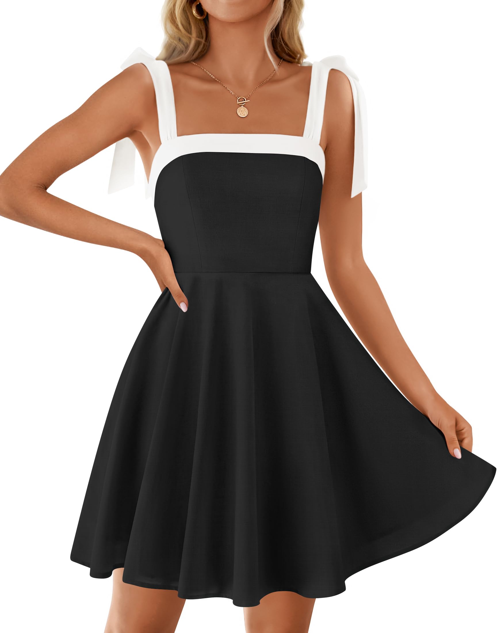 Foto 2 pulgar | Vestido Zesica Para Mujer, Estilo Bohemio, Verano 2025, Cuello Cuadrado, Negro - Venta Internacional.