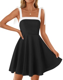 Foto 1 | Vestido Zesica Para Mujer, Estilo Bohemio, Verano 2025, Cuello Cuadrado, Negro - Venta Internacional.