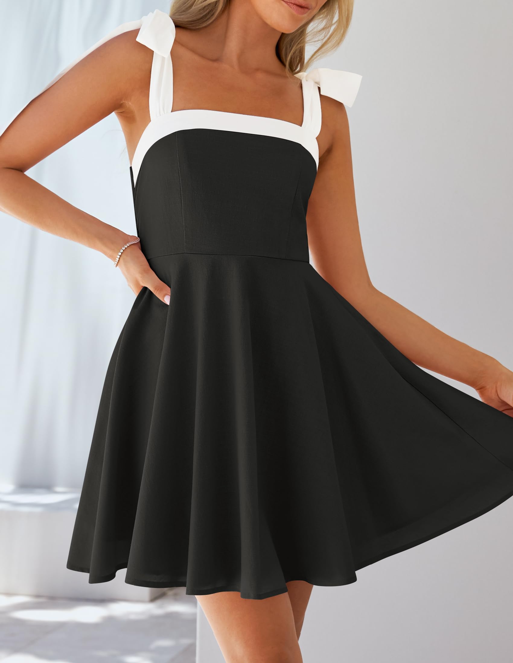 Foto 3 pulgar | Vestido Zesica Para Mujer, Estilo Bohemio, Verano 2025, Cuello Cuadrado, Negro - Venta Internacional.
