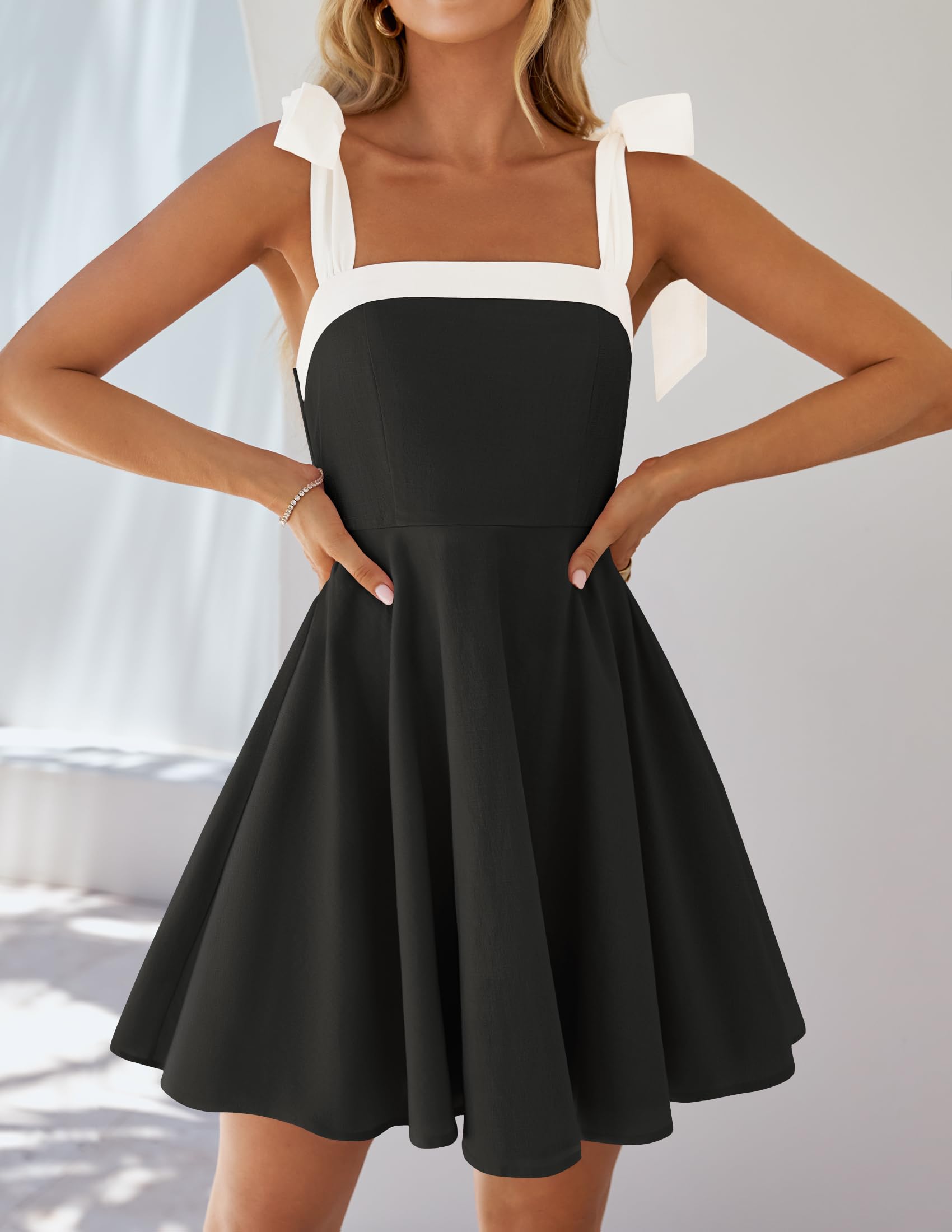 Foto 7 pulgar | Vestido Zesica Para Mujer, Estilo Bohemio, Verano 2025, Cuello Cuadrado, Negro - Venta Internacional.