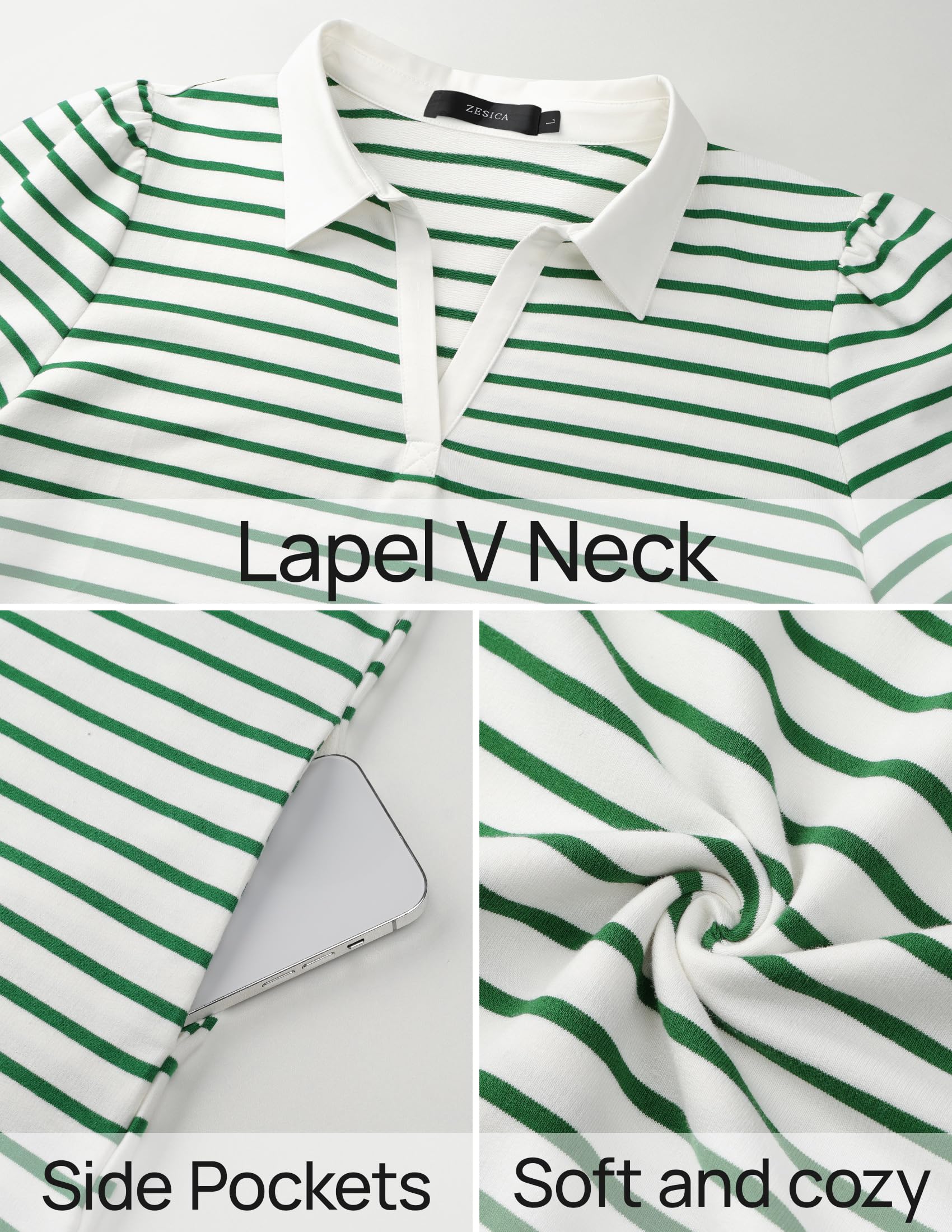 Foto 6 pulgar | Vestido Zesica, Minivestido Casual A Rayas De Verano, Verde Para Mujer - Venta Internacional.