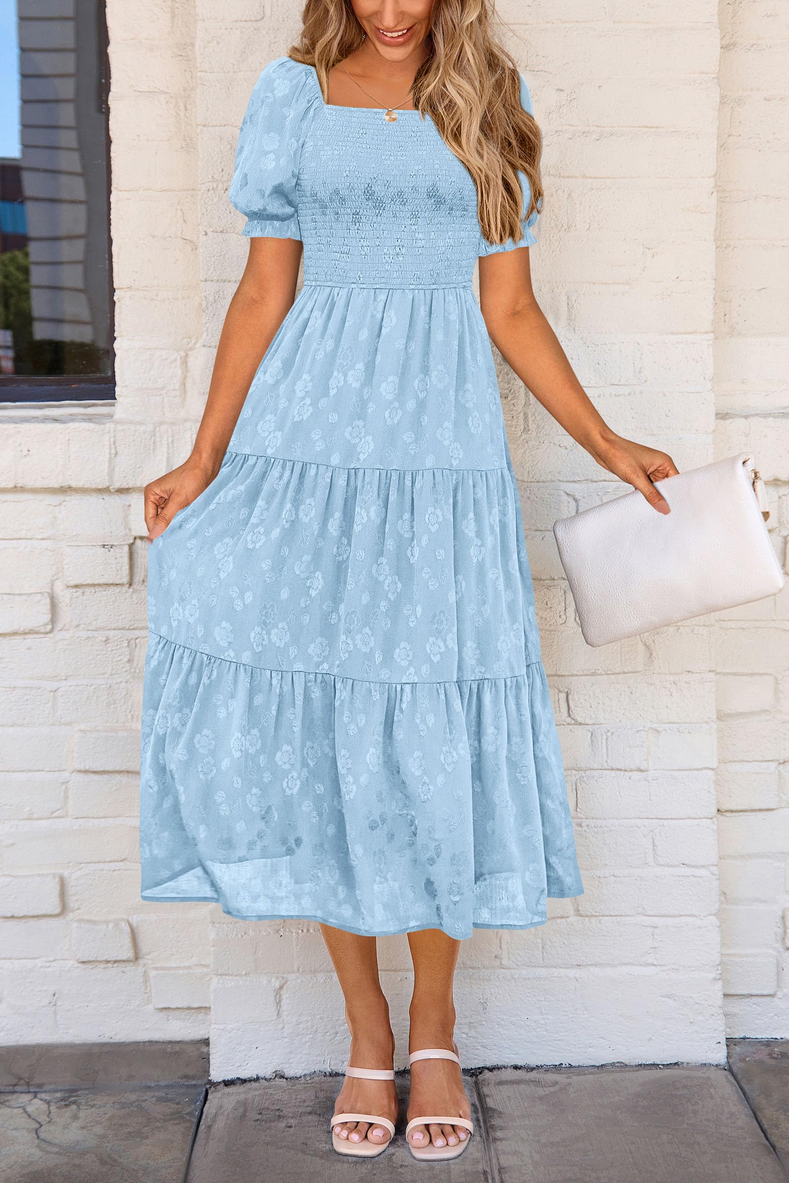 Foto 4 pulgar | Vestido Midi Prettygarden Para Mujer, Estampado Floral, Estampado En Forma De A, Para Mujer - Venta Internacional.