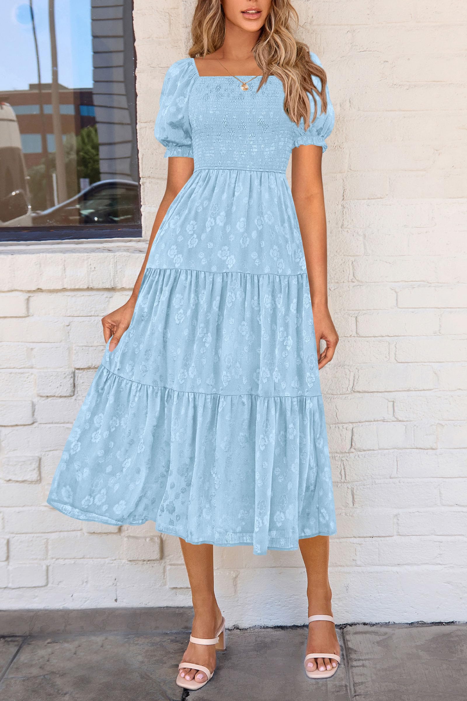Foto 5 pulgar | Vestido Midi Prettygarden Para Mujer, Estampado Floral, Estampado En Forma De A, Para Mujer - Venta Internacional.