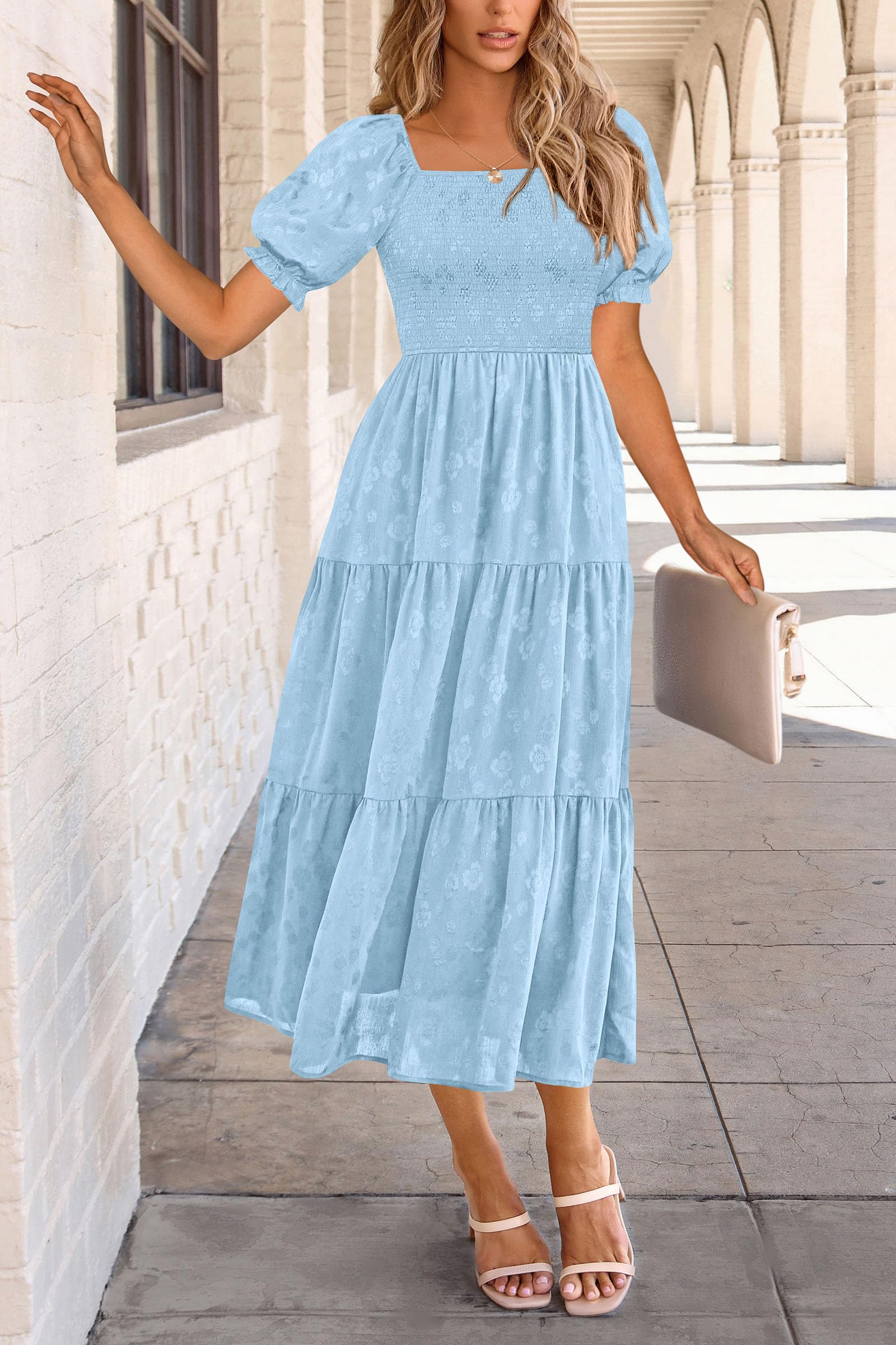 Foto 6 pulgar | Vestido Midi Prettygarden Para Mujer, Estampado Floral, Estampado En Forma De A, Para Mujer - Venta Internacional.