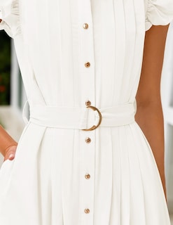 Foto 5 | Vestido Zesica 2025 De Verano Con Botones Bohemio Y Cuello En V, Blanco - Venta Internacional.