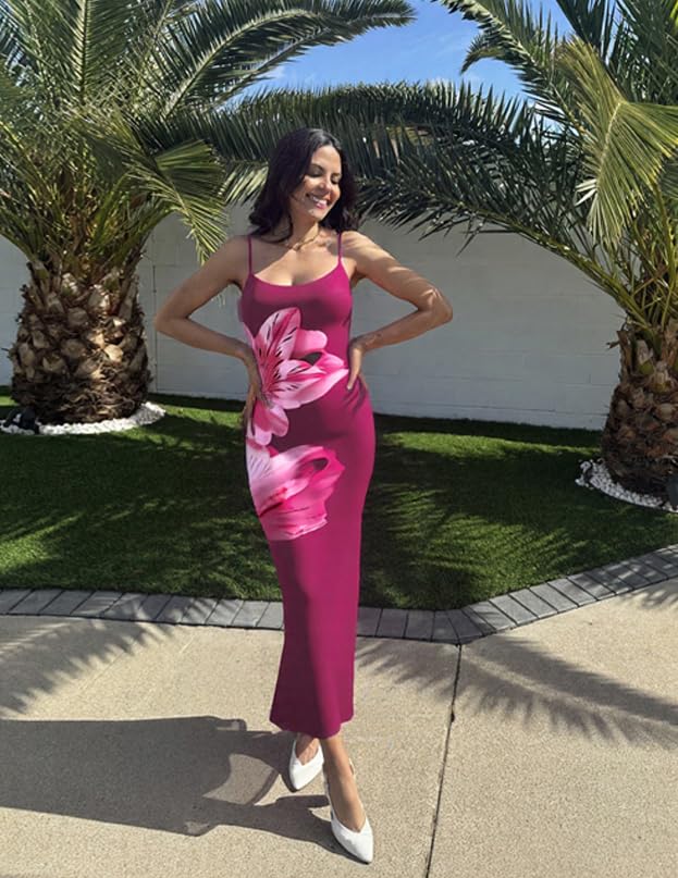 Foto 5 | Vestido Largo Zesica Para Mujer, Estampado Floral, Tirantes Finos - Venta Internacional.