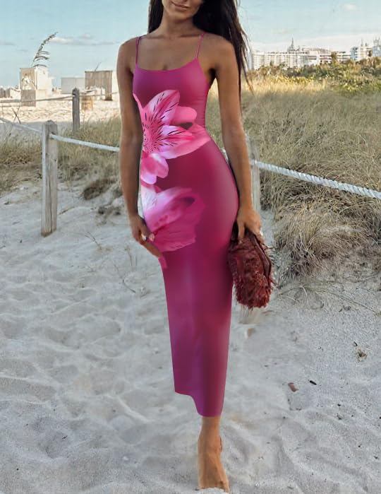 Foto 7 pulgar | Vestido Largo Zesica Para Mujer, Estampado Floral, Tirantes Finos - Venta Internacional.