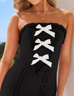 Foto 5 | Vestido Largo Zesica Summer Con Hombros Descubiertos, Sin Mangas, Negro - Venta Internacional.