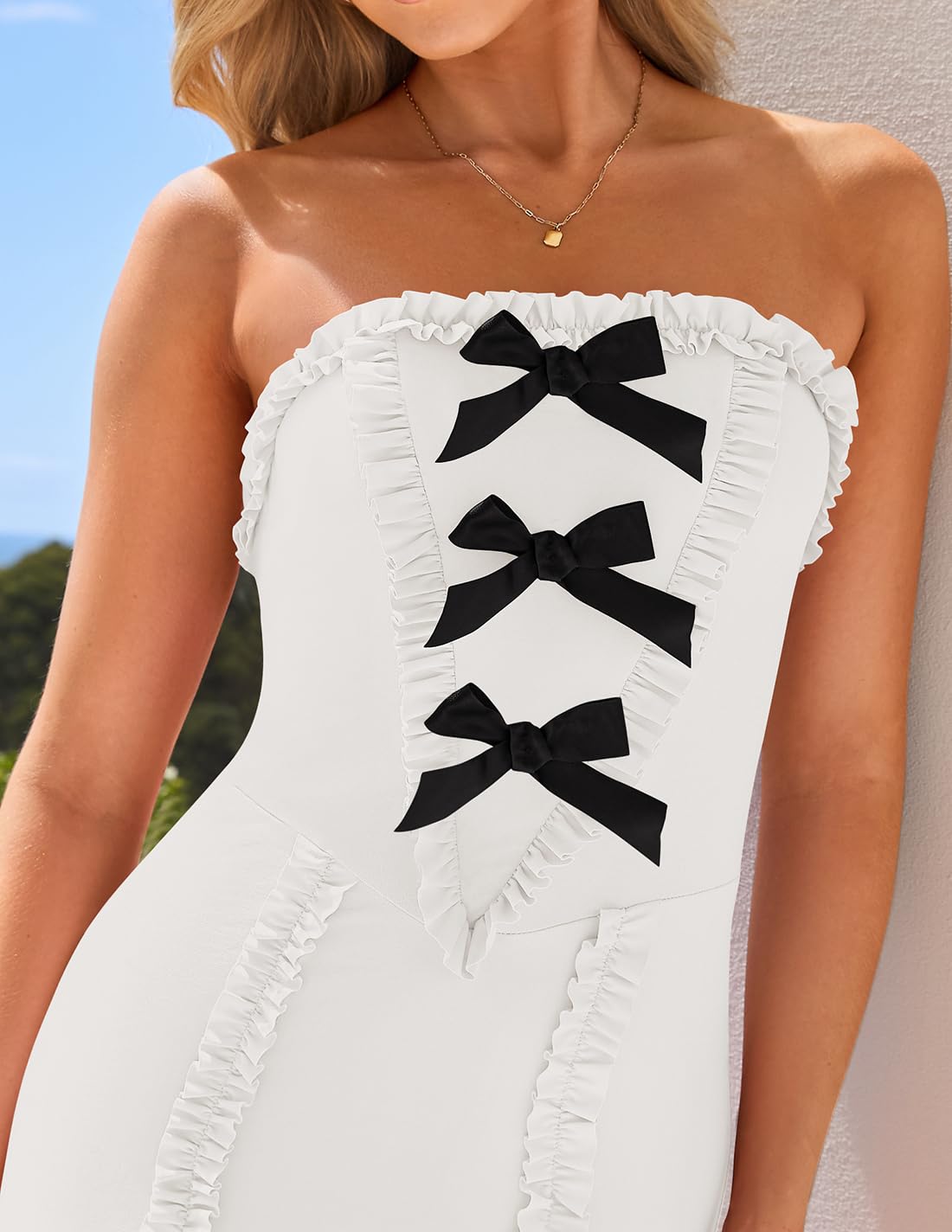 Foto 6 pulgar | Vestido Largo Zesica Summer Con Hombros Descubiertos, Sin Mangas, Blanco, Xl - Venta Internacional.