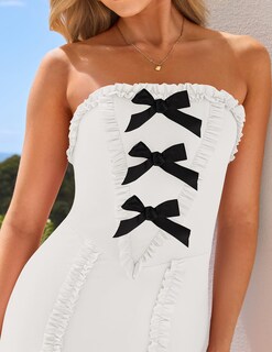 Foto 5 | Vestido Largo Zesica Summer Con Hombros Descubiertos, Sin Mangas, Blanco, Xl - Venta Internacional.