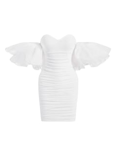 Foto 1 | Vestido Wdirara Con Hombros Descubiertos, Malla Fruncida, Color Blanco, Talla Xs, Para Mujer - Venta Internacional.