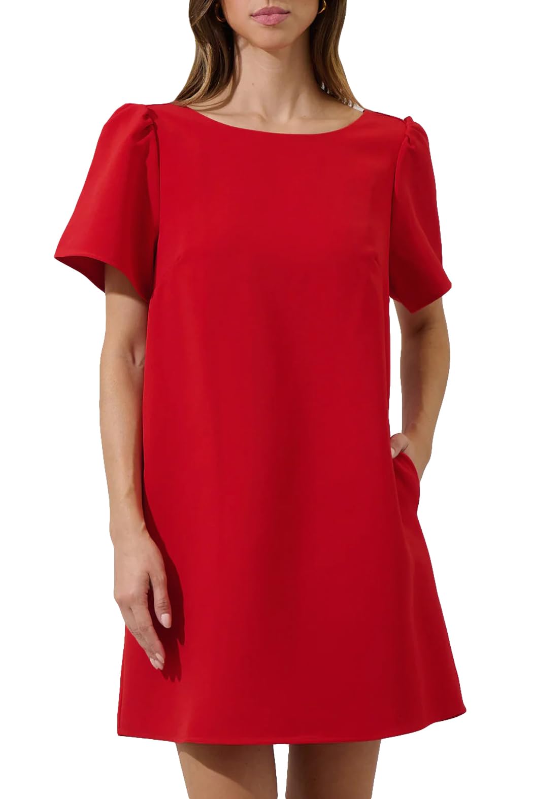 Foto 3 pulgar | Vestido Kedera Para Mujer, Cuello Redondo, Manga Corta, Casual, Rojo - Venta Internacional.