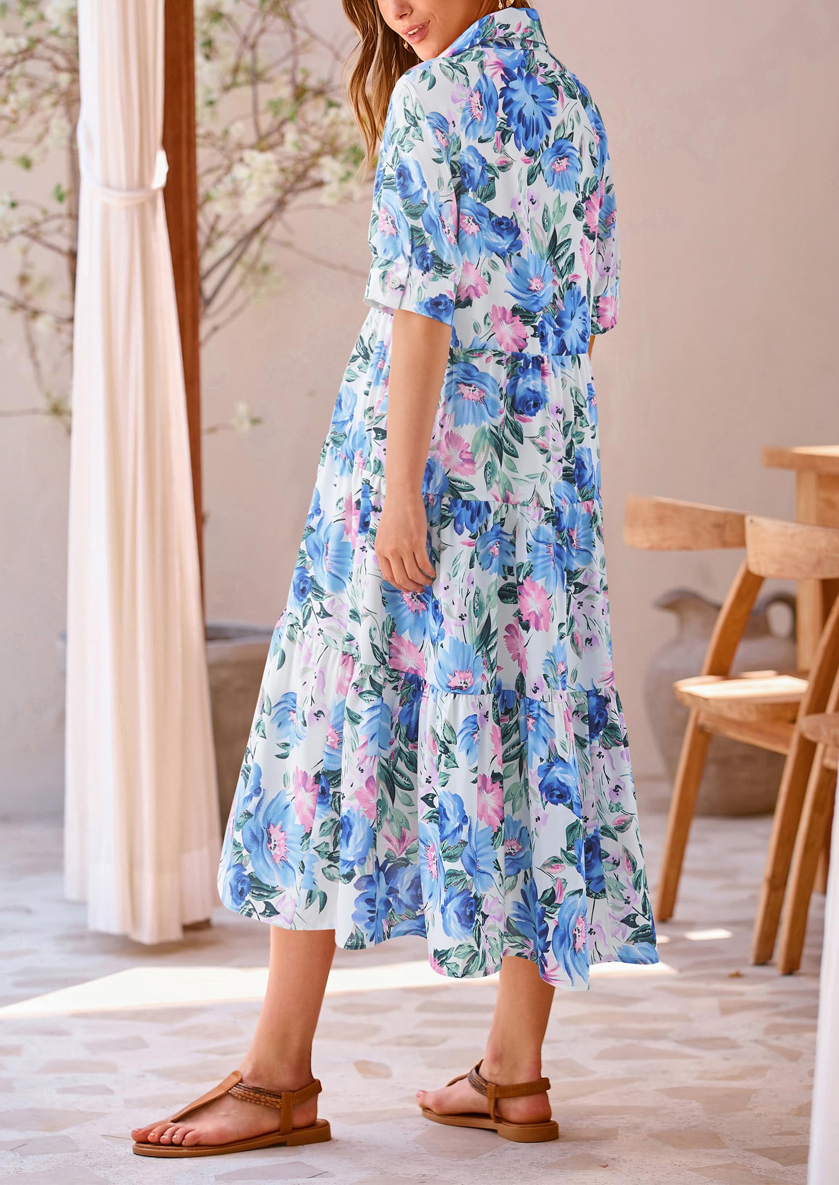 Foto 3 pulgar | Vestido Largo Prettygarden De Verano De Manga Corta Para Mujer - Venta Internacional.