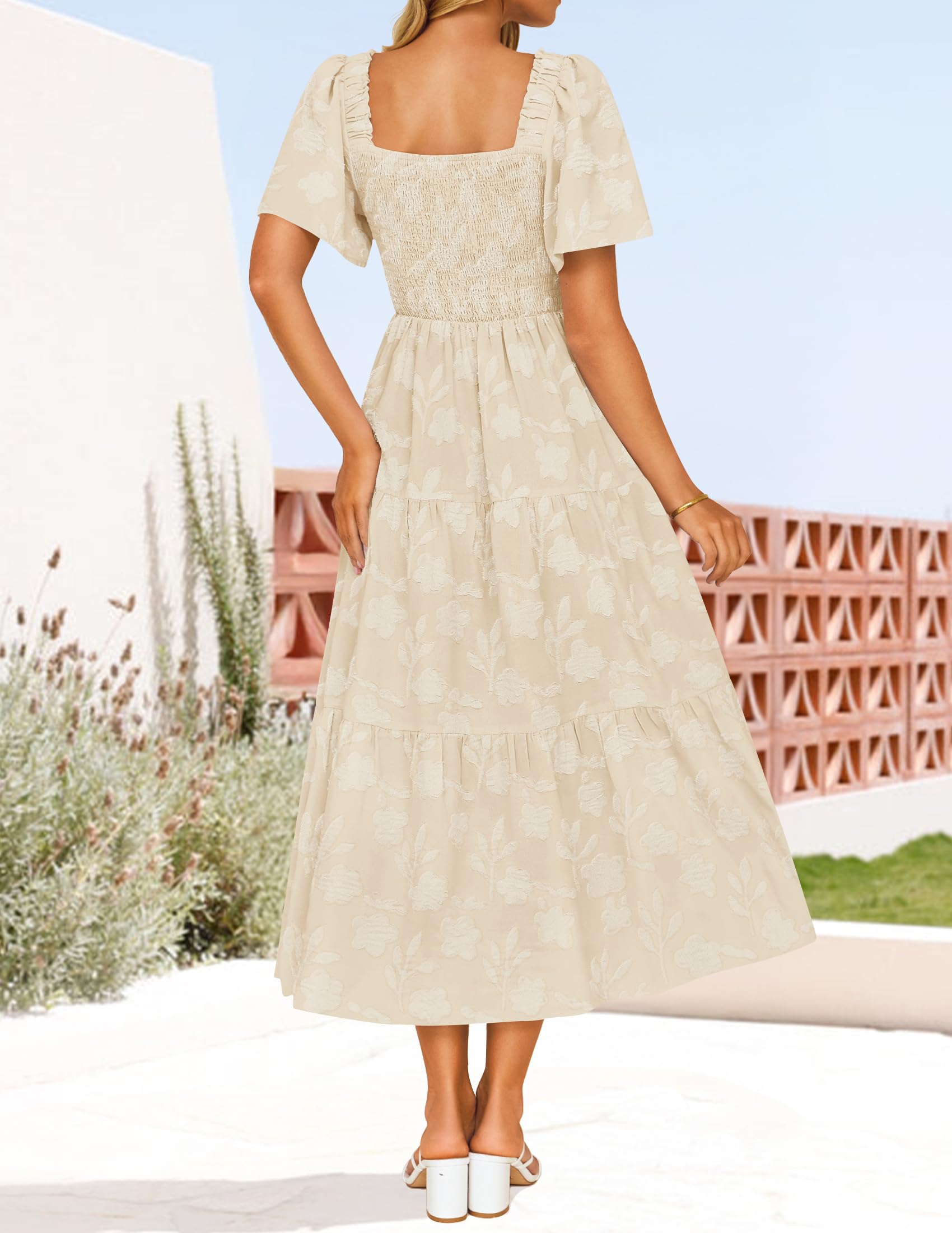 Foto 5 pulgar | Vestido Zesica Bohemio Floral Midi Albaricoque - Venta Internacional