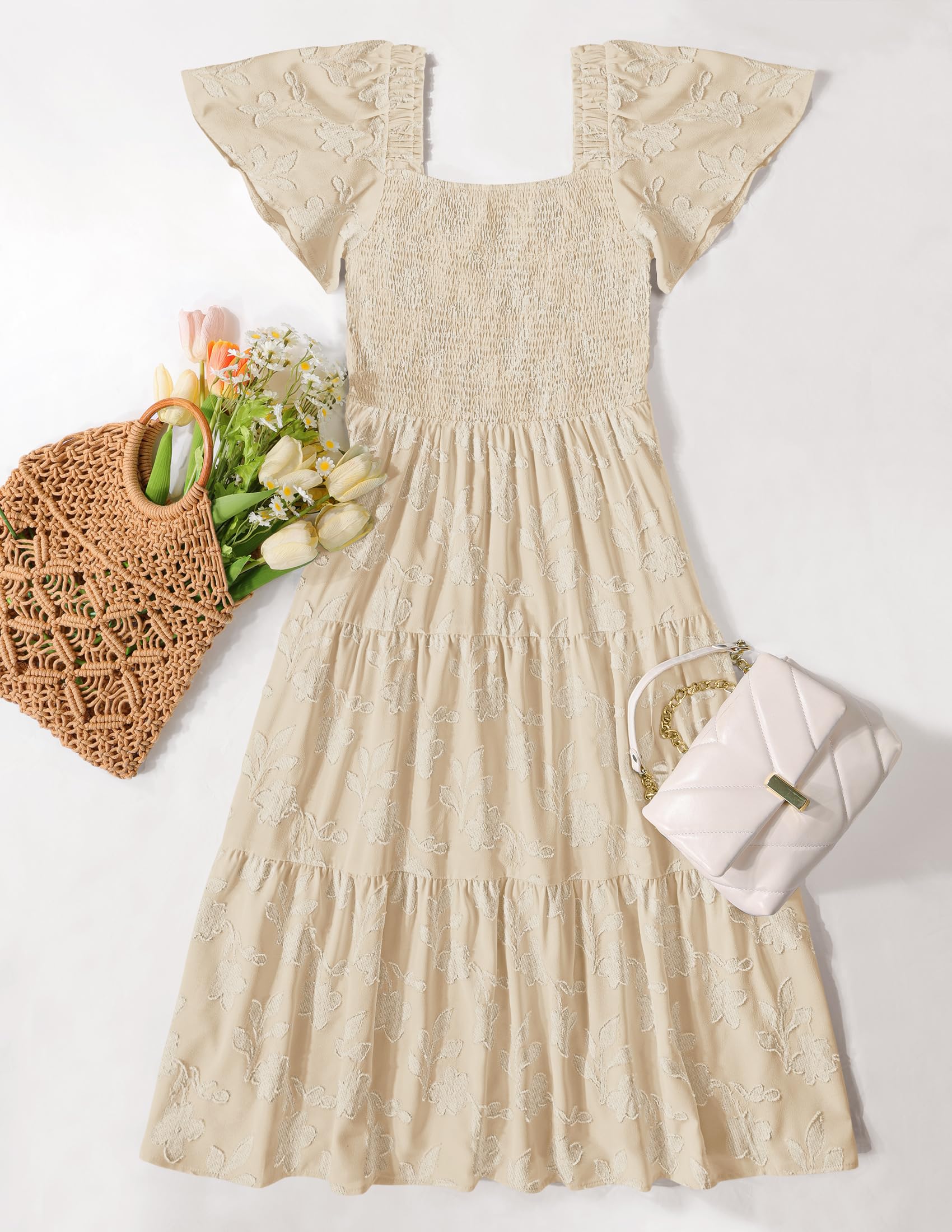 Foto 8 pulgar | Vestido Zesica Bohemio Floral Midi Albaricoque - Venta Internacional