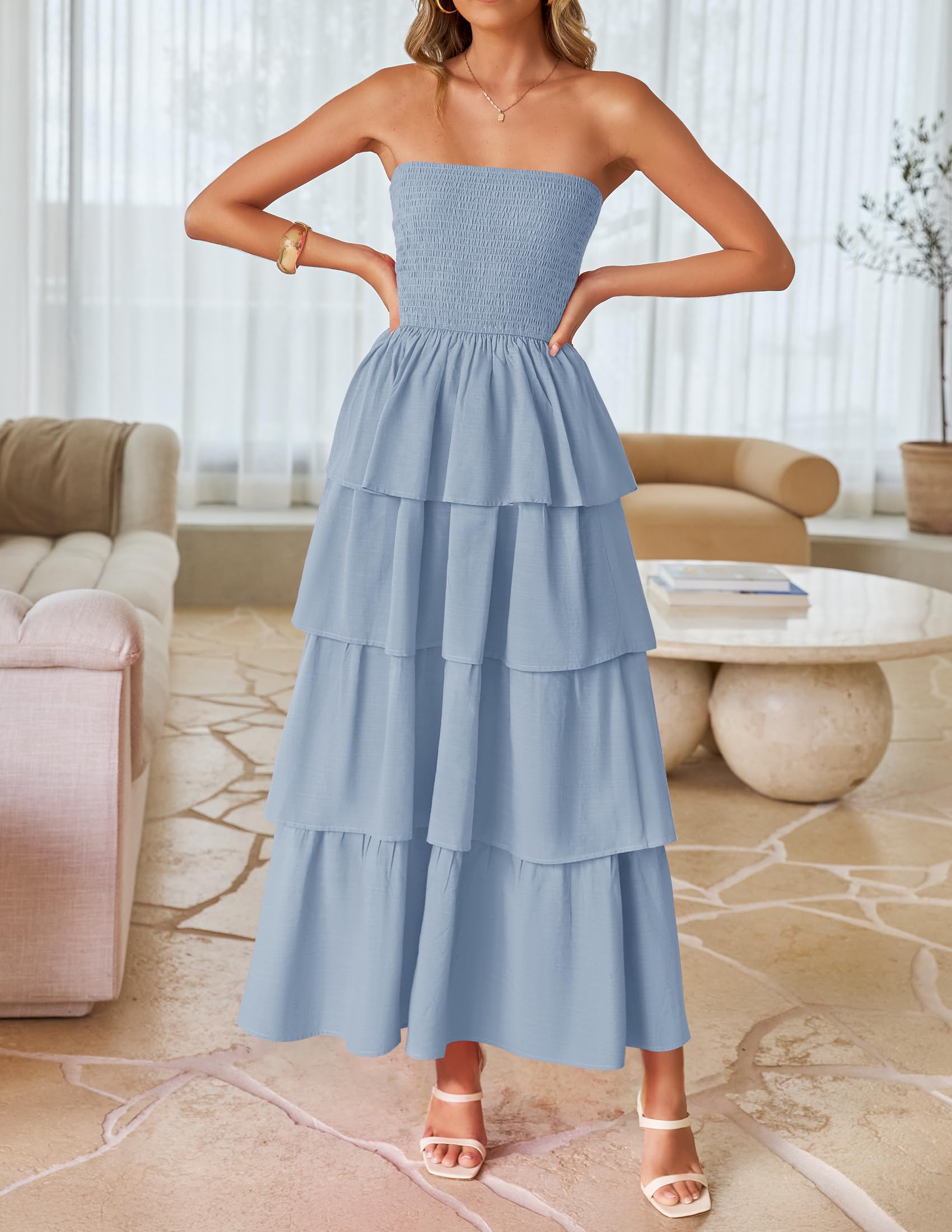 Foto 3 pulgar | Vestido Largo Zesica Sin Tirantes - Venta Internacional