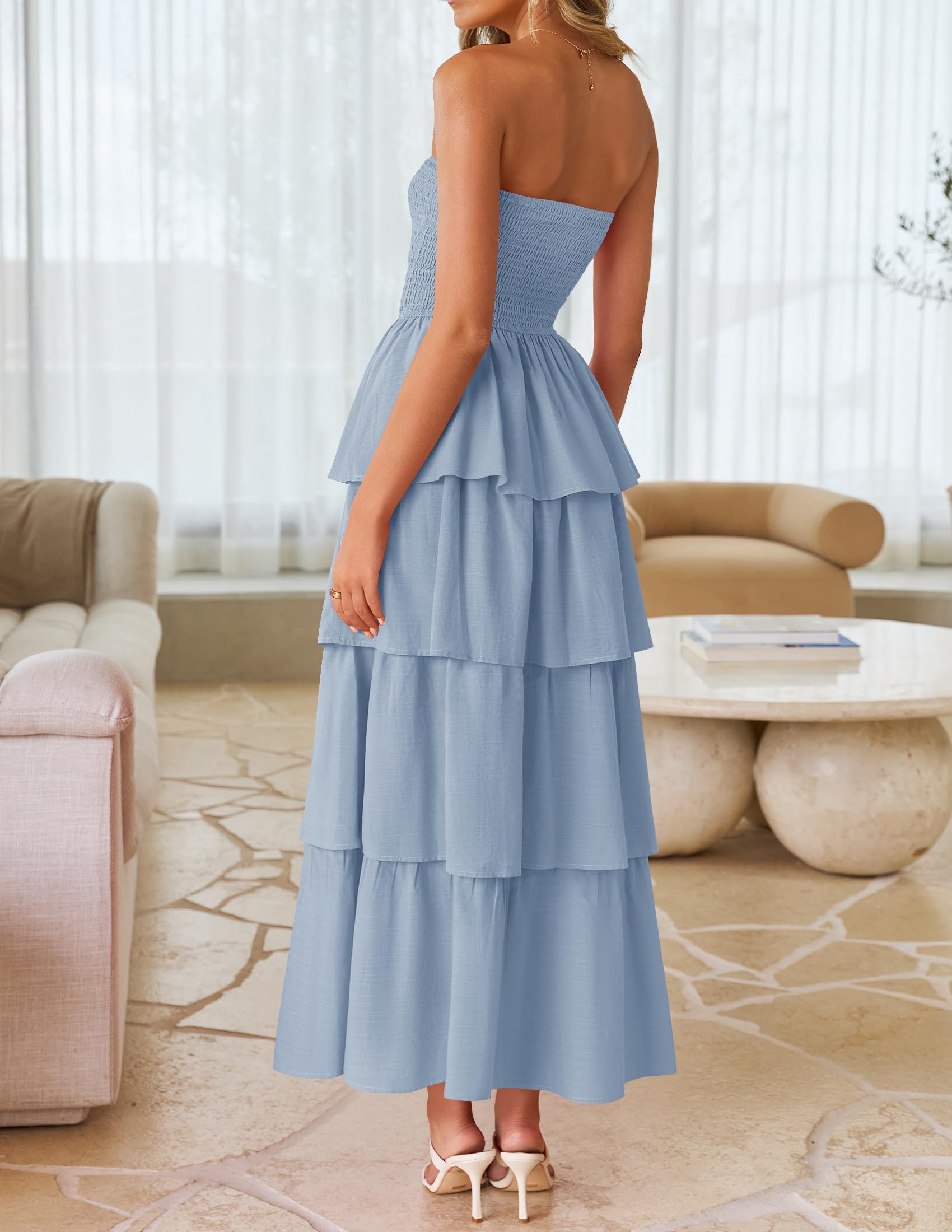 Foto 4 pulgar | Vestido Largo Zesica Sin Tirantes - Venta Internacional
