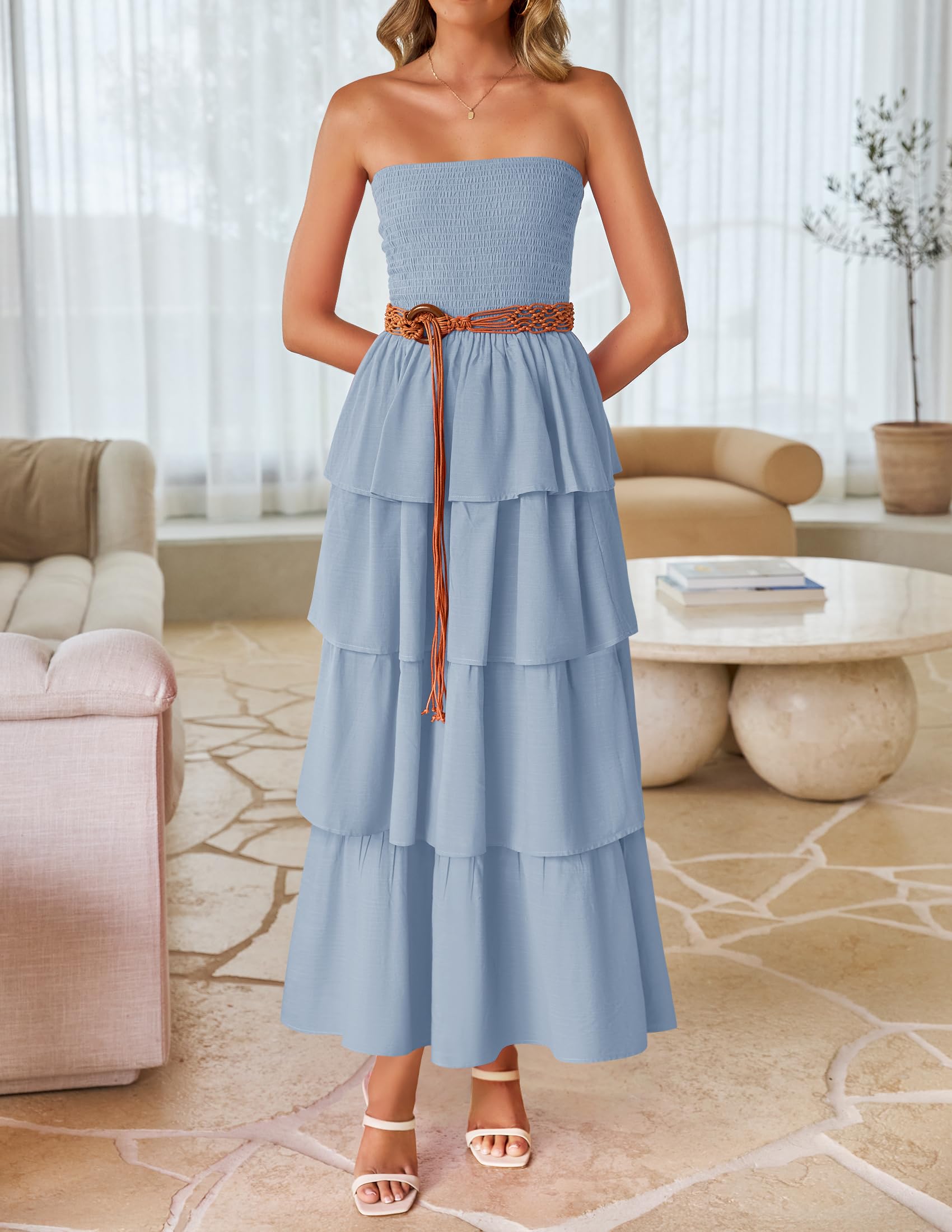 Foto 5 pulgar | Vestido Largo Zesica Sin Tirantes - Venta Internacional