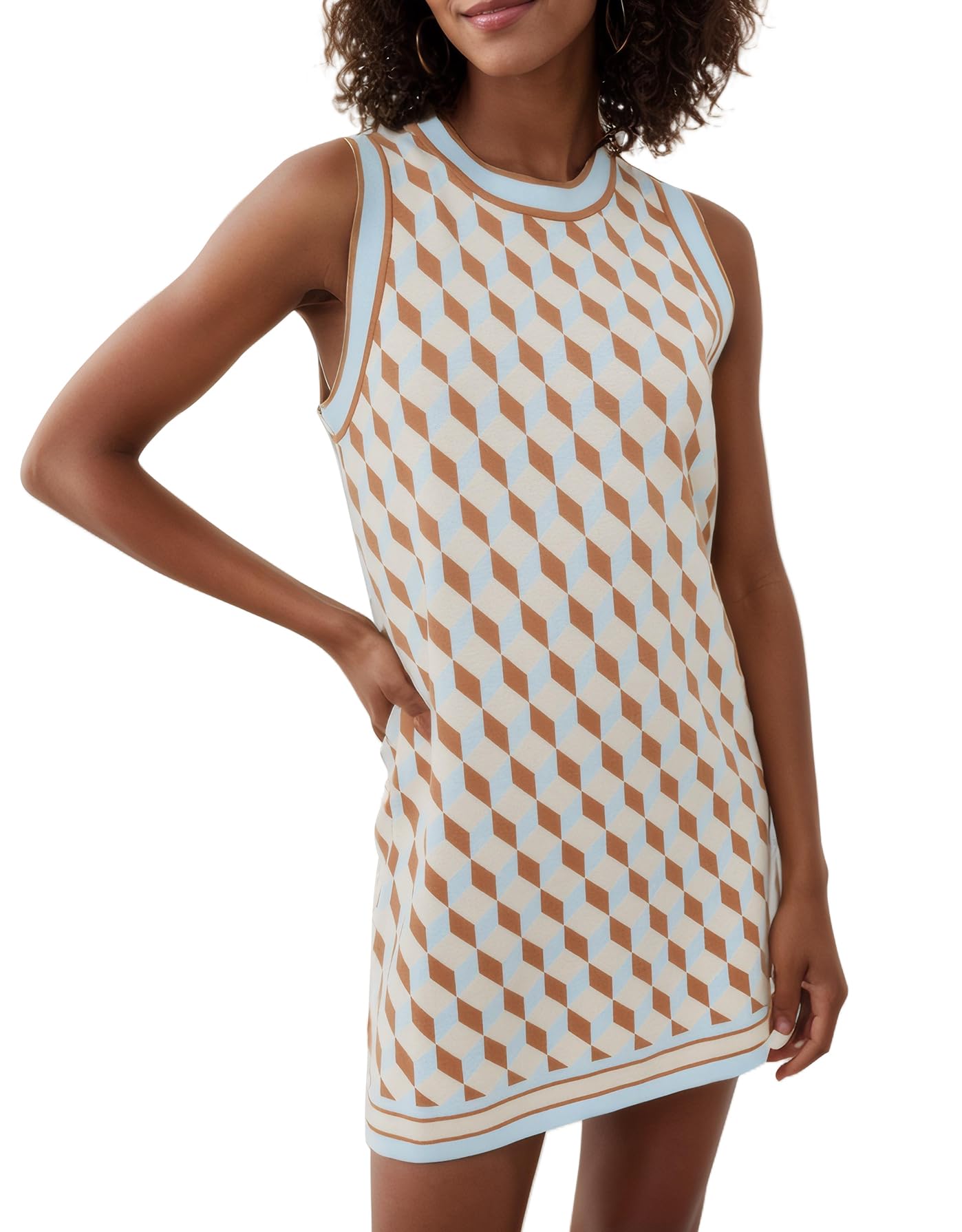Foto 2 pulgar | Vestido De Suéter Sin Mangas Kedera 2024 Con Cuello Redondo Beige Para Mujer - Venta Internacional.