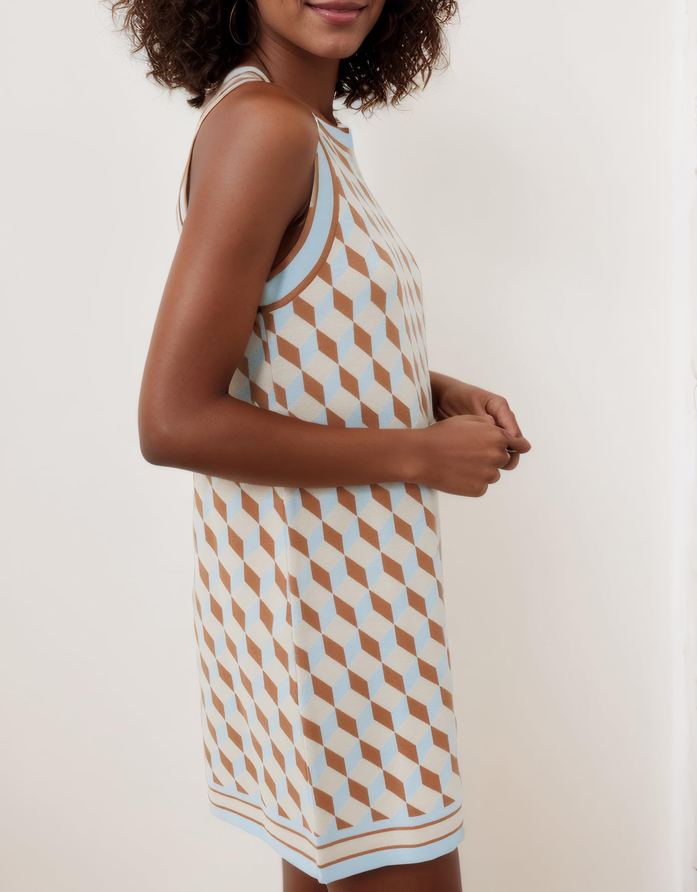 Foto 7 pulgar | Vestido De Suéter Sin Mangas Kedera 2024 Con Cuello Redondo Beige Para Mujer - Venta Internacional.