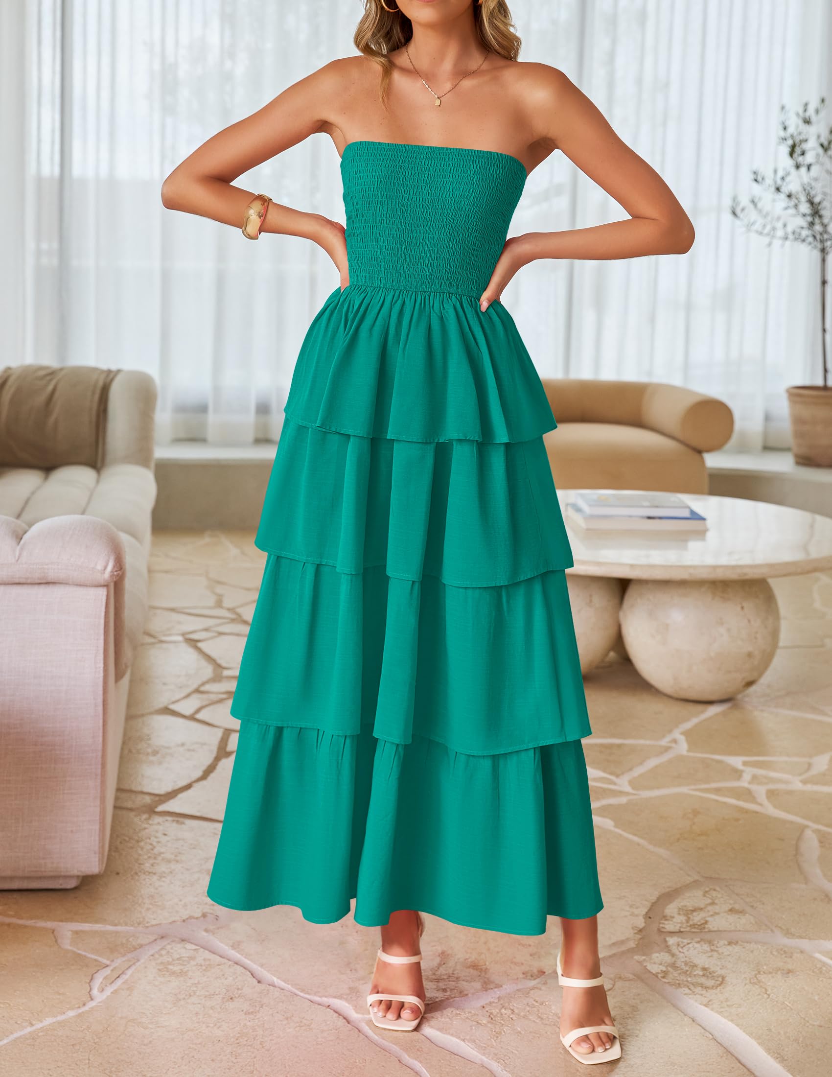 Foto 3 pulgar | Vestido Largo Zesica Summer Strapless - Venta Internacional