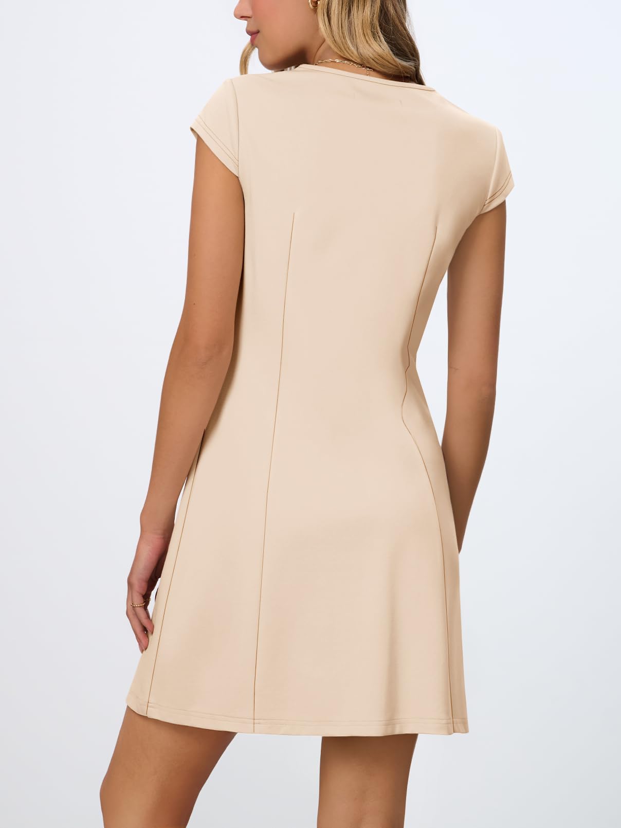 Foto 5 pulgar | Vestido Merokeety Para Mujer, Cuello En V, Oficina De Negocios, Manga Corta - Venta Internacional.