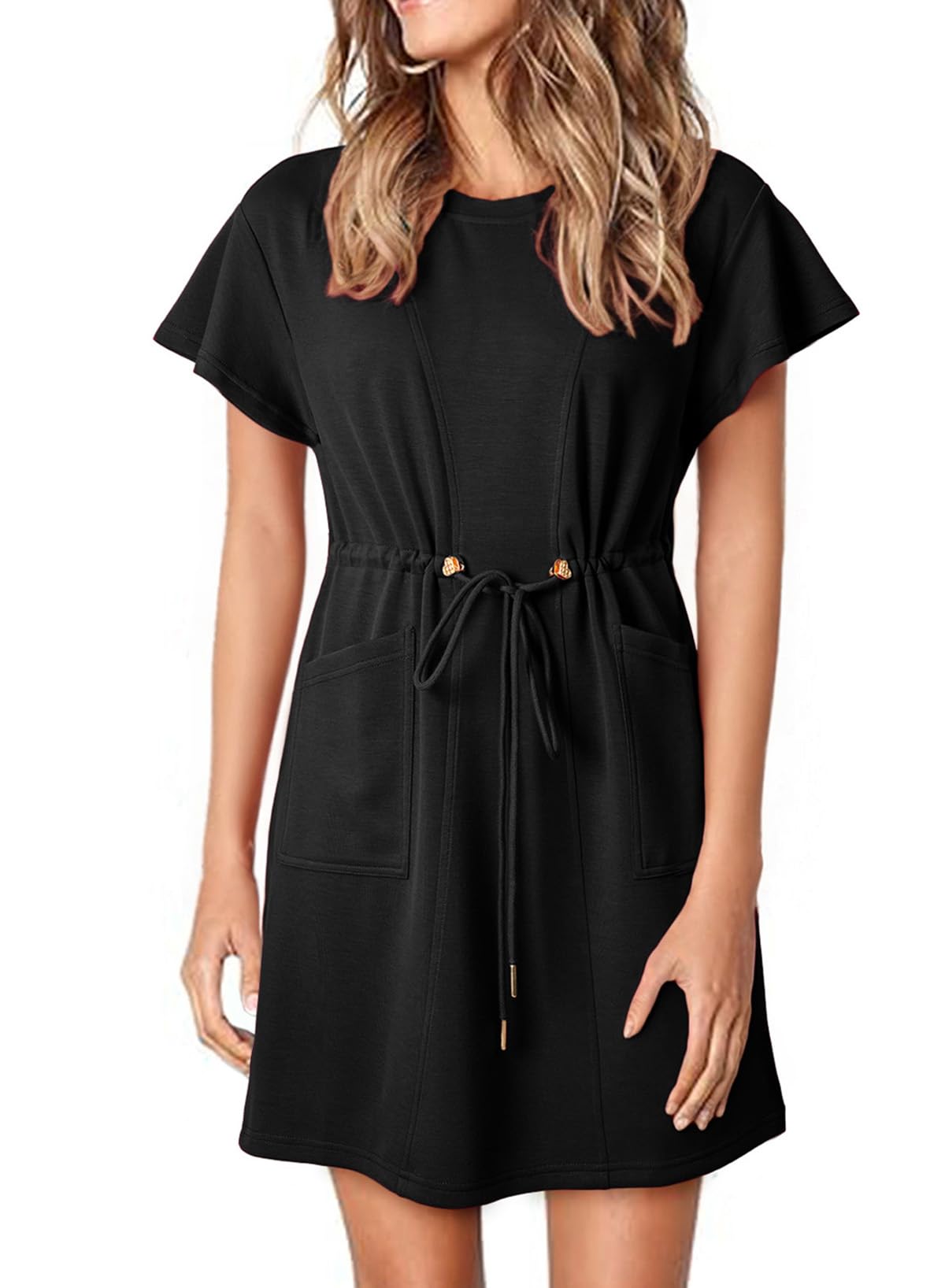 Foto 2 pulgar | Vestido De Verano Evaless 2025, Moderno, Casual, Cuello Redondo, Negro - Venta Internacional.